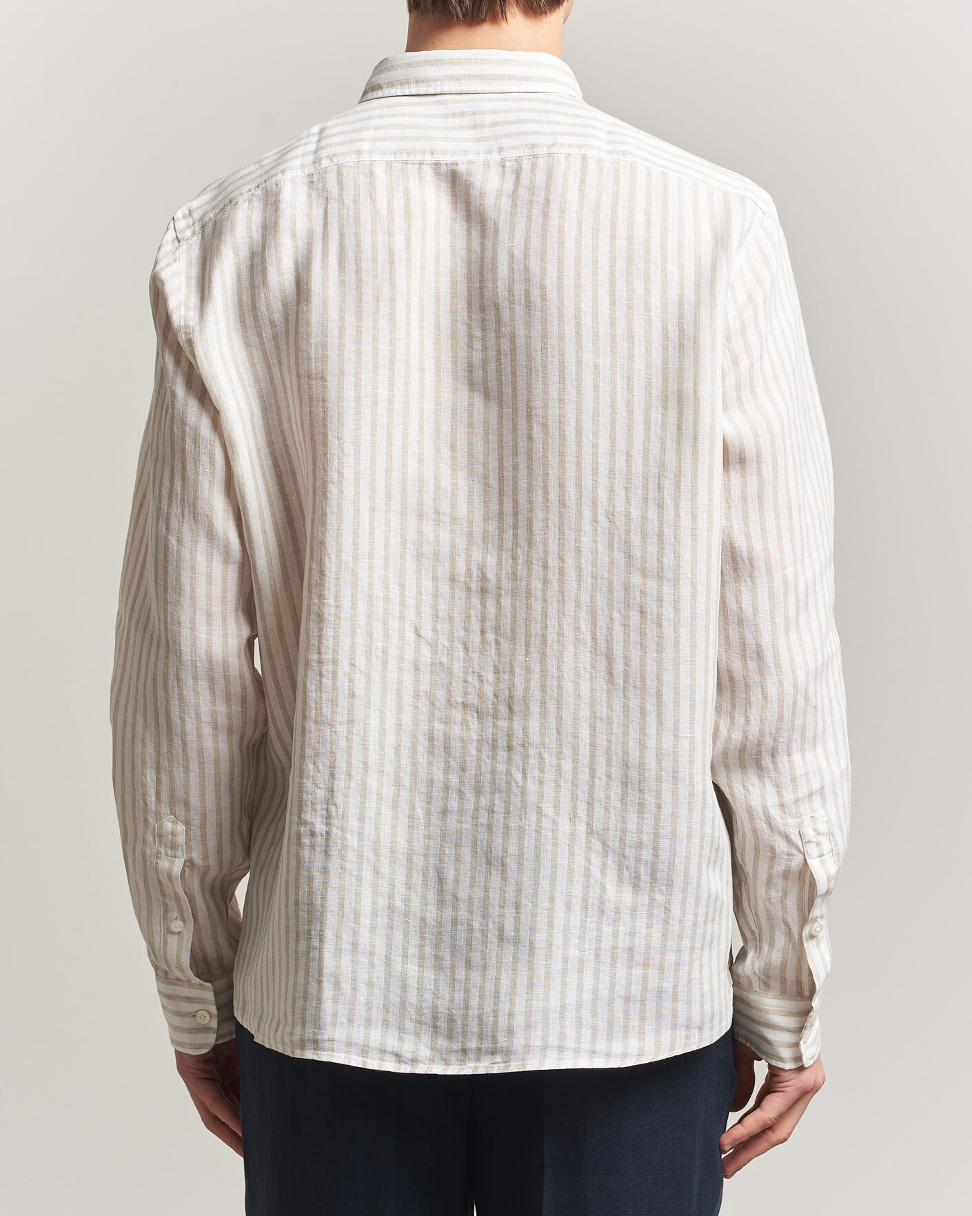 Hombres | Camisas | BOSS BLACK | Liam Striped Linen Shirt Open Beige