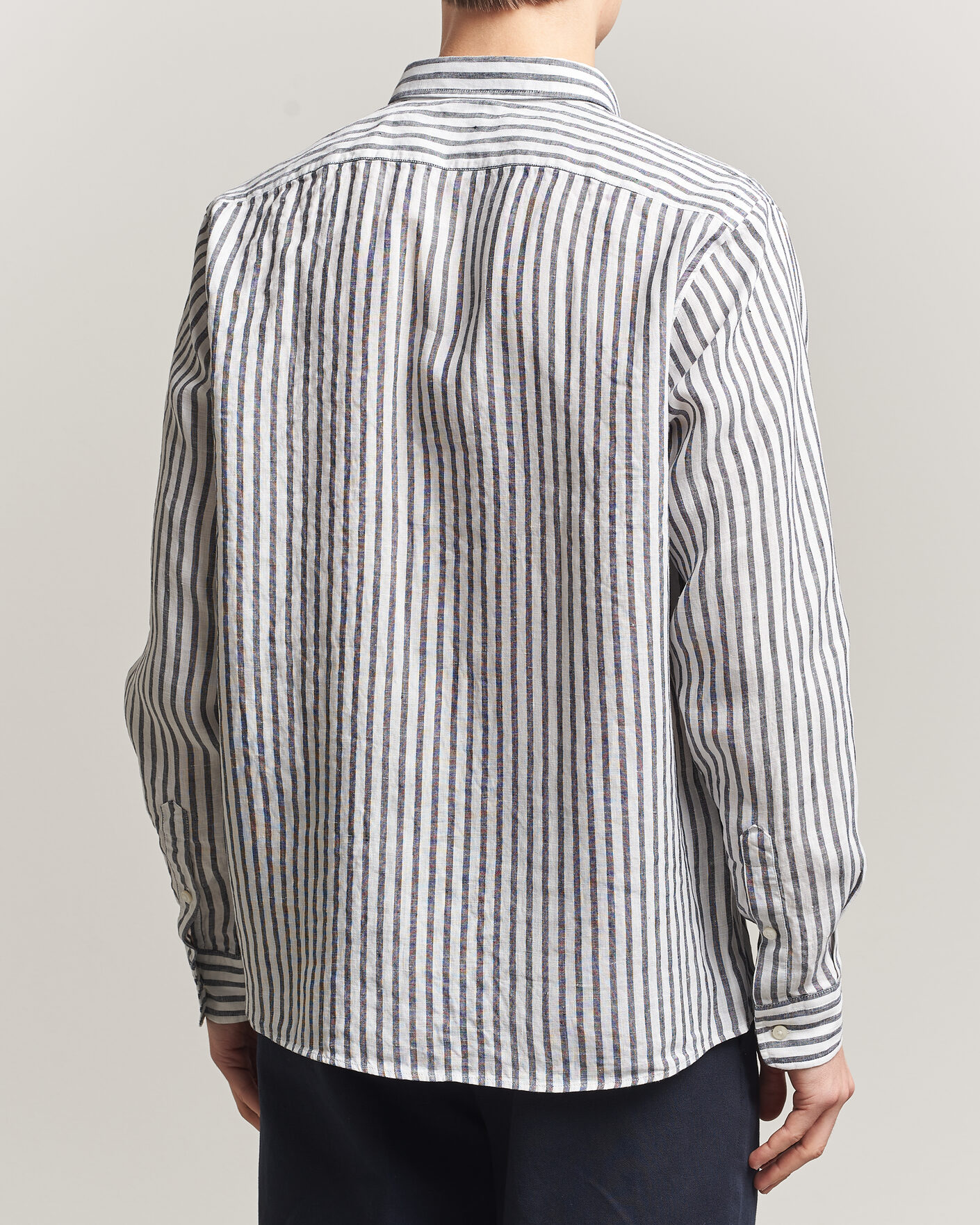 Hombres | Camisas | BOSS BLACK | Liam Striped Linen Shirt Dark Blue