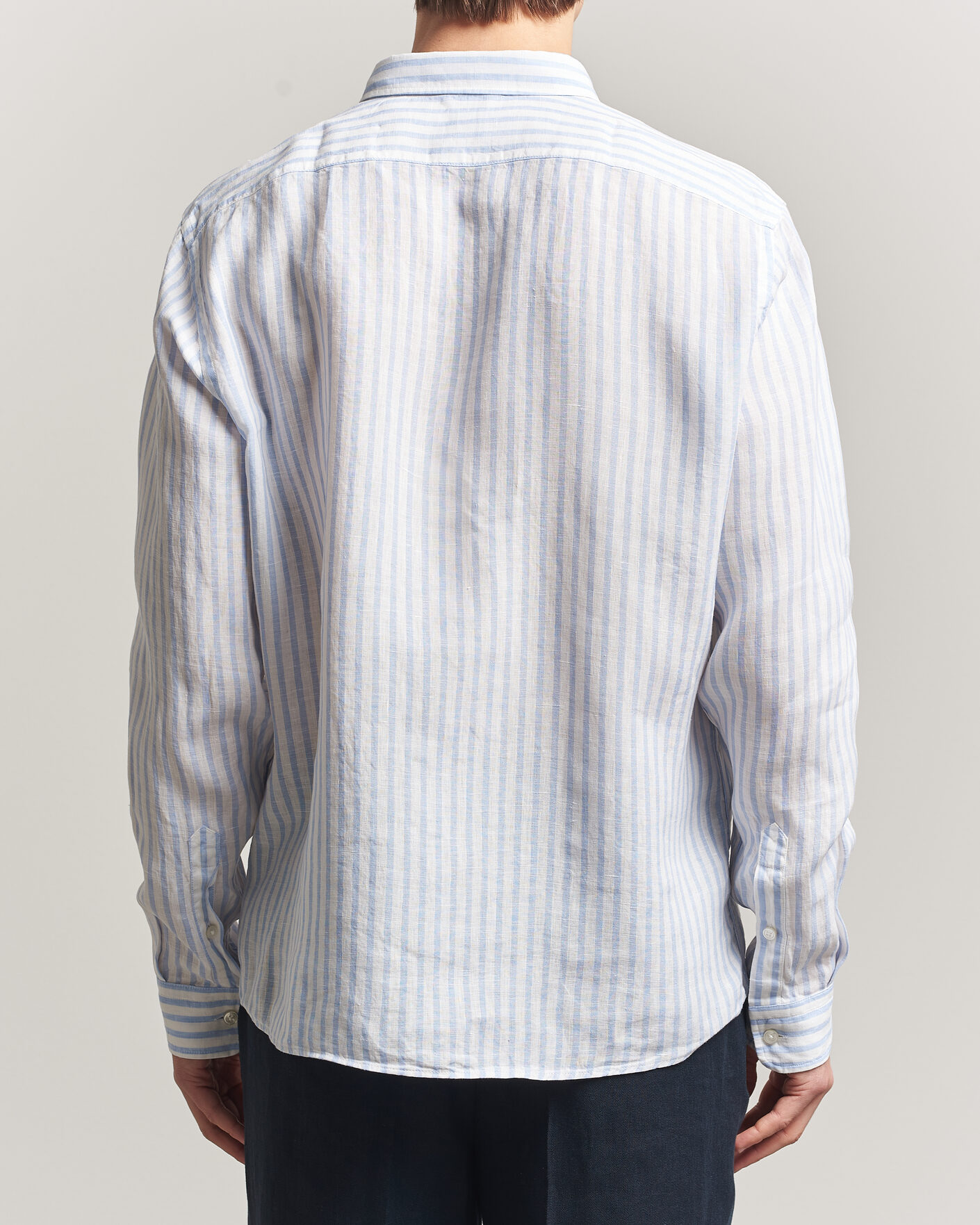 Hombres | Camisas | BOSS BLACK | Liam Striped Linen Shirt Light Blue