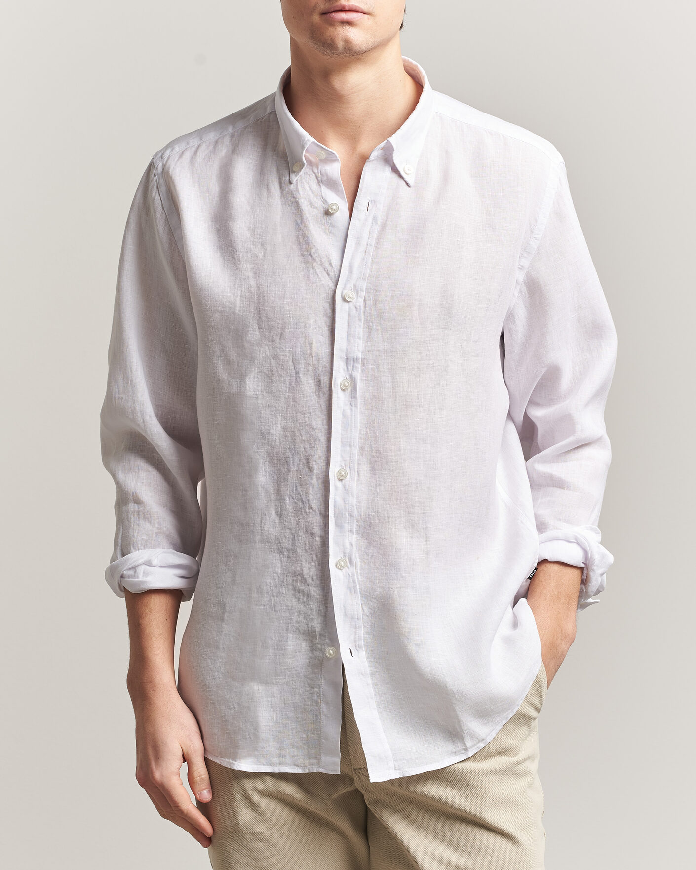 Hombres | Camisas | BOSS BLACK | Liam Linen Shirt White