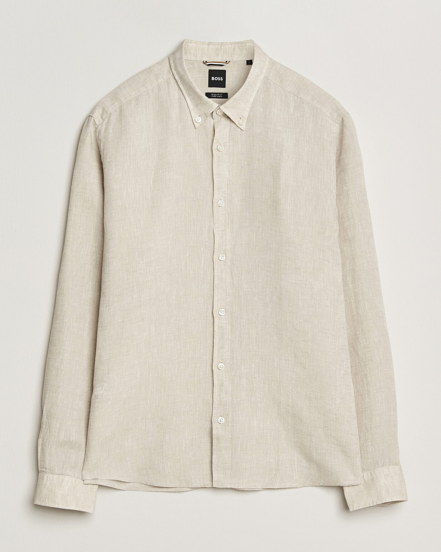 Hombres | Camisas | BOSS BLACK | Liam Linen Shirt Open Beige