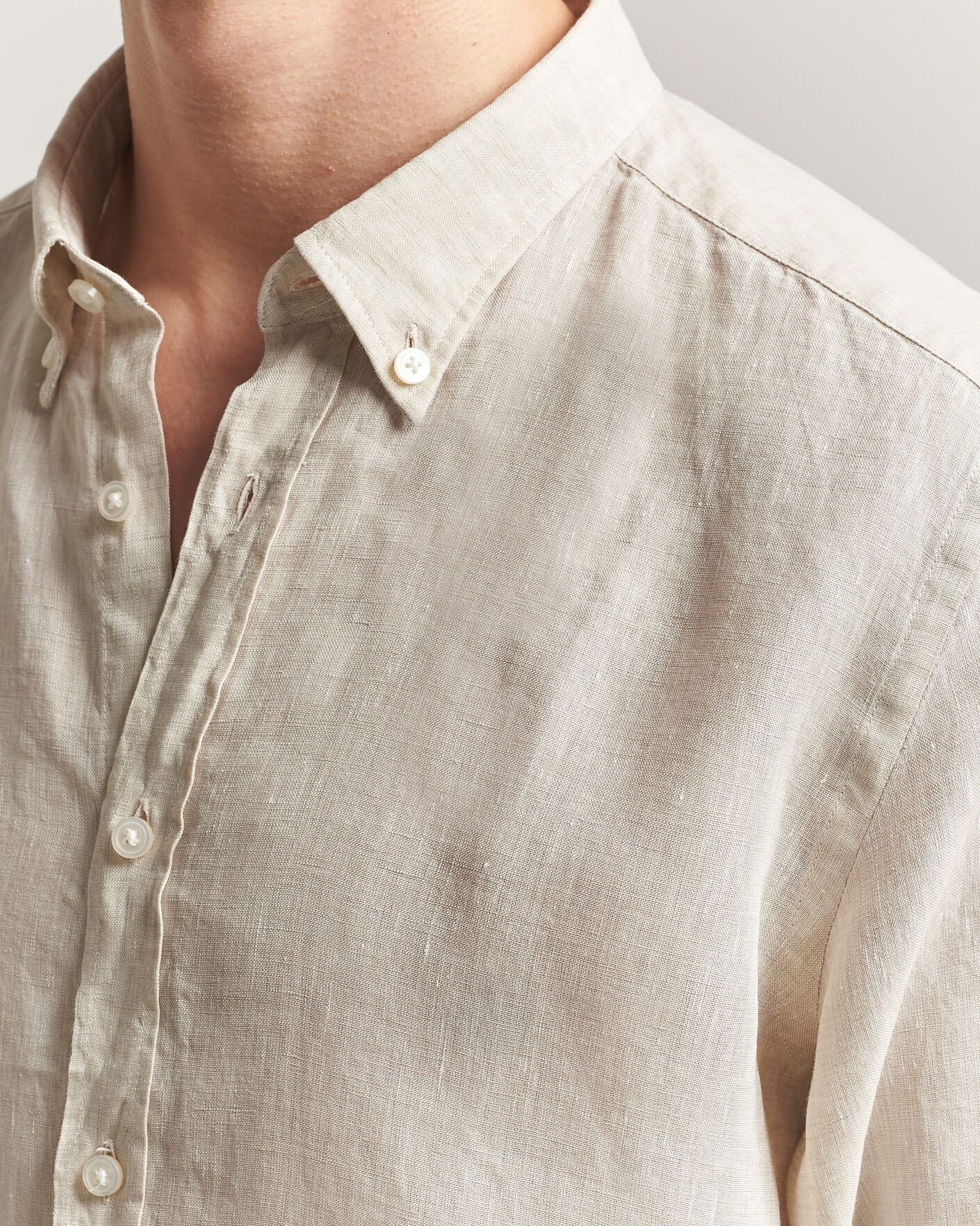 Hombres | Camisas | BOSS BLACK | Liam Linen Shirt Open Beige