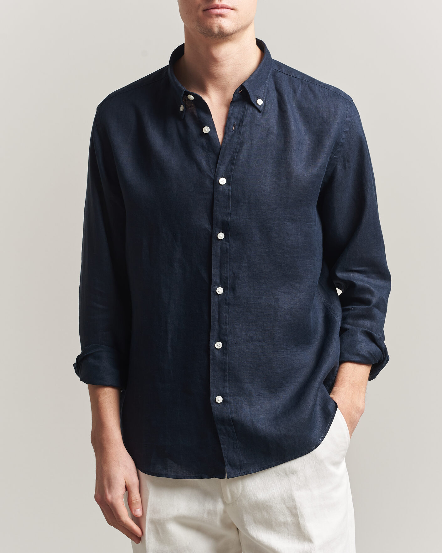 Hombres | Camisas | BOSS BLACK | Liam Linen Shirt Dark Blue