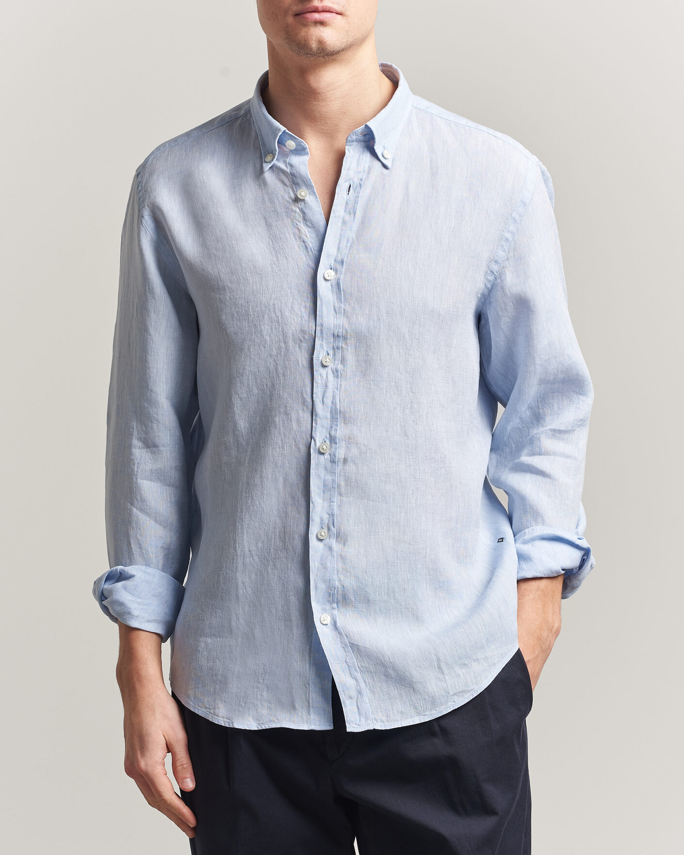 Hombres | Camisas | BOSS BLACK | Liam Linen Shirt Light Blue