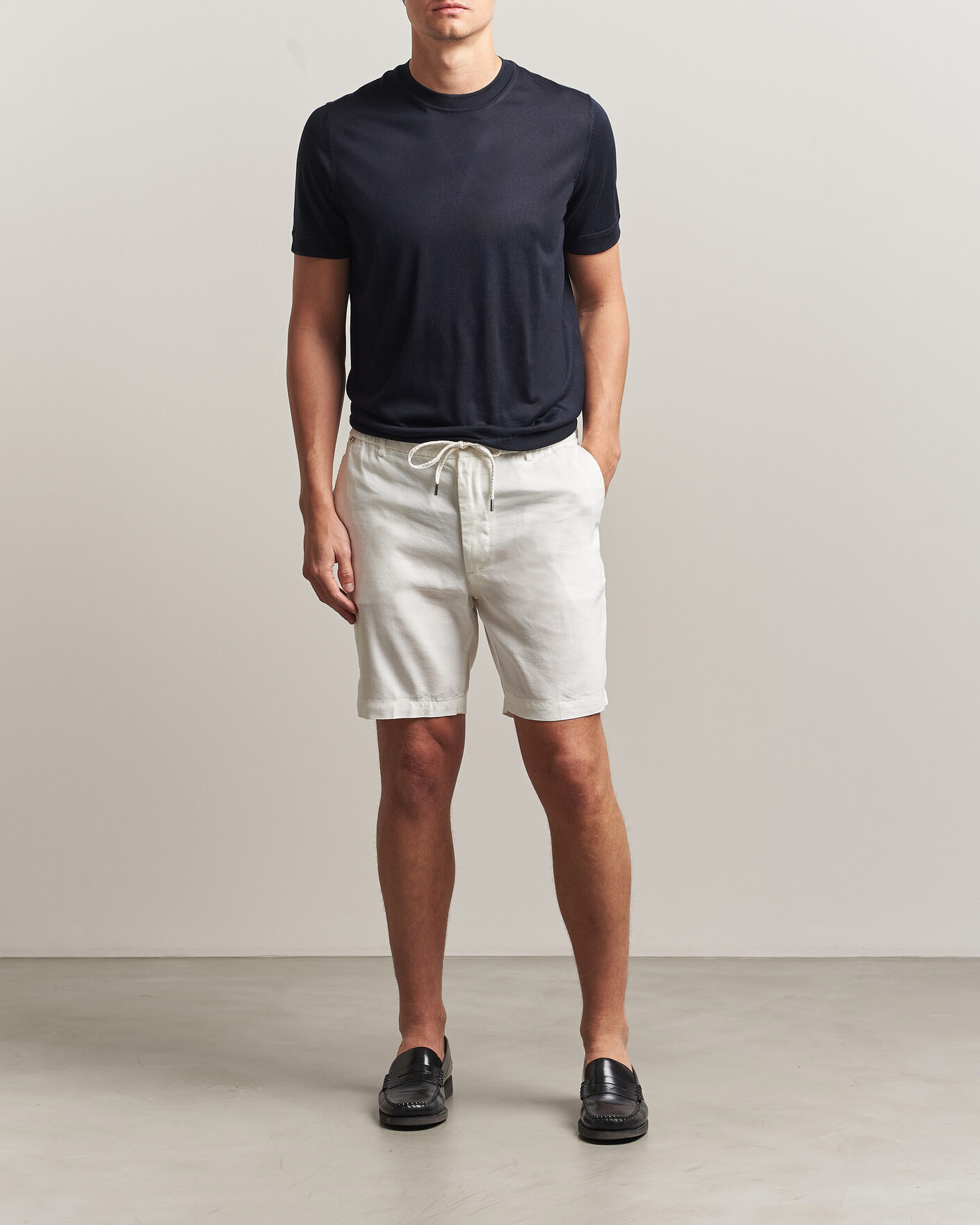 Hombres | Pantalones cortos | BOSS BLACK | Kane Linen Drawstring Shorts White