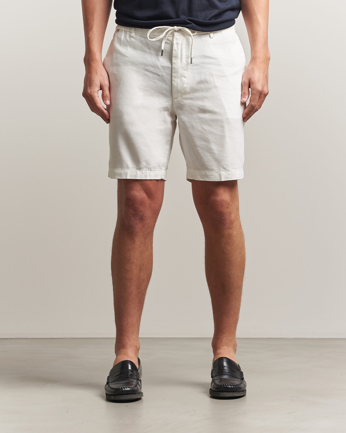 Hombres | Pantalones cortos | BOSS BLACK | Kane Linen Drawstring Shorts White