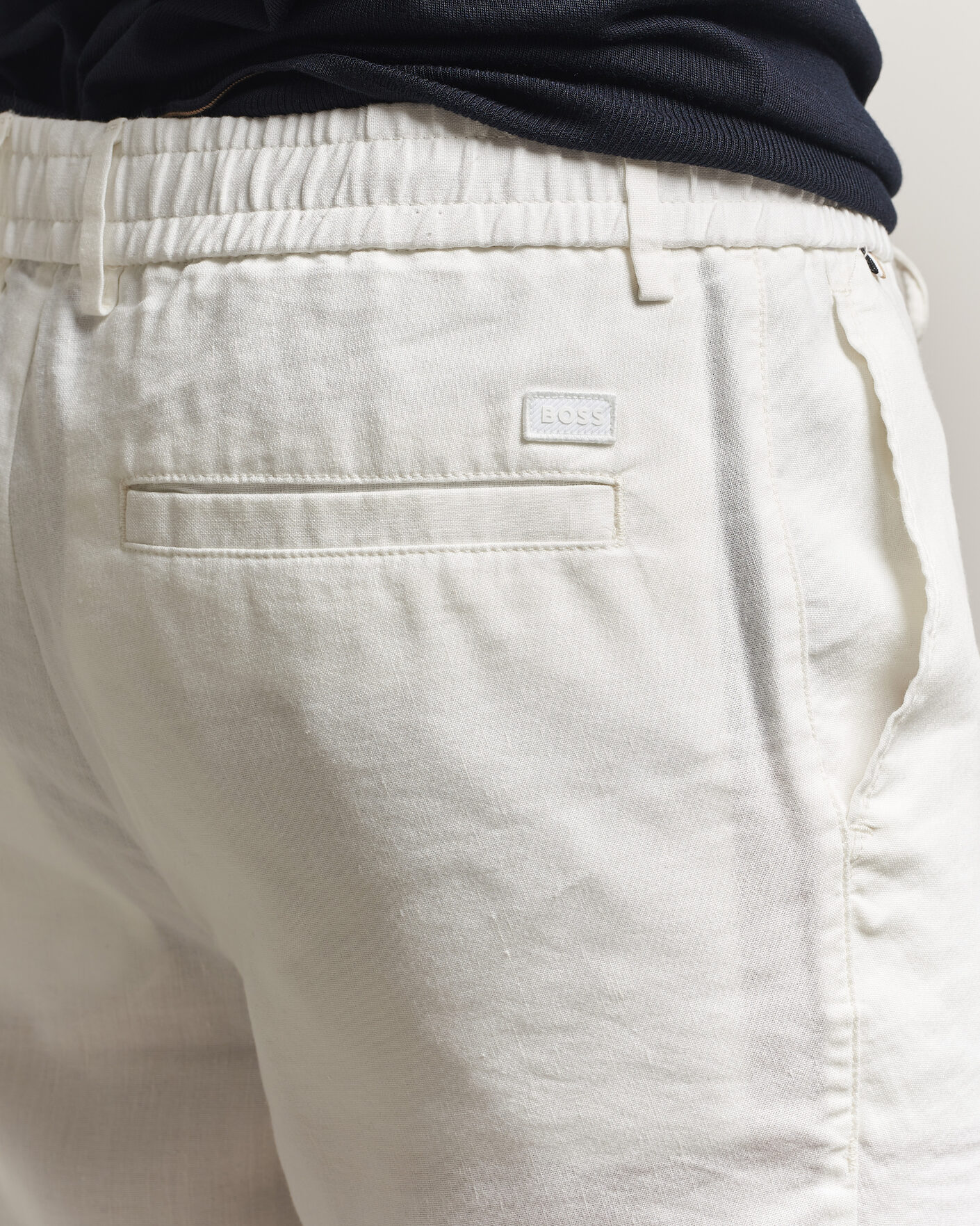 Hombres | Pantalones cortos | BOSS BLACK | Kane Linen Drawstring Shorts White