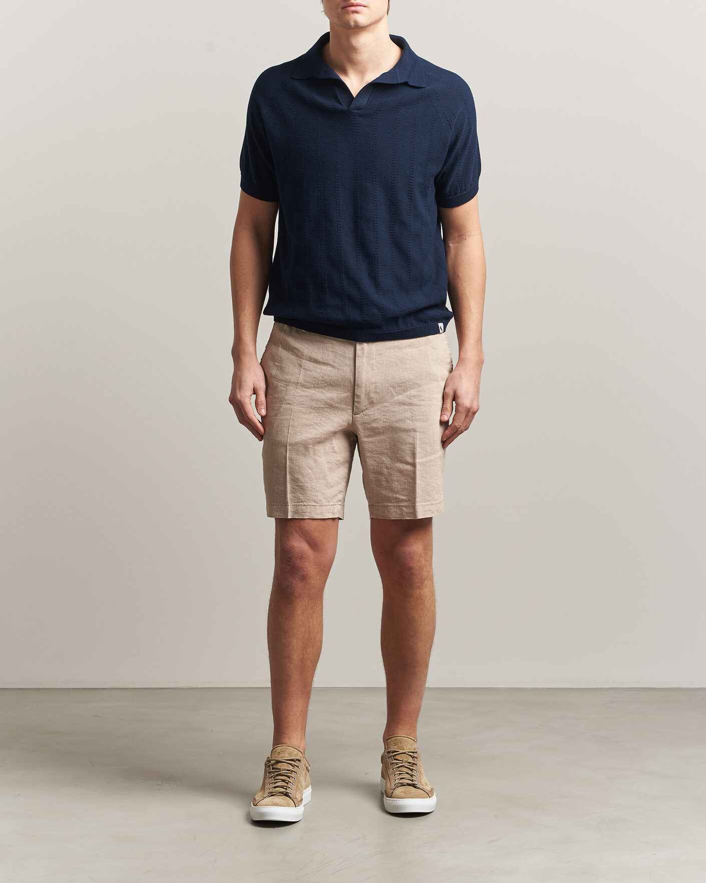 Hombres | Pantalones cortos | BOSS BLACK | Kane Linen Drawstring Shorts Open Beige