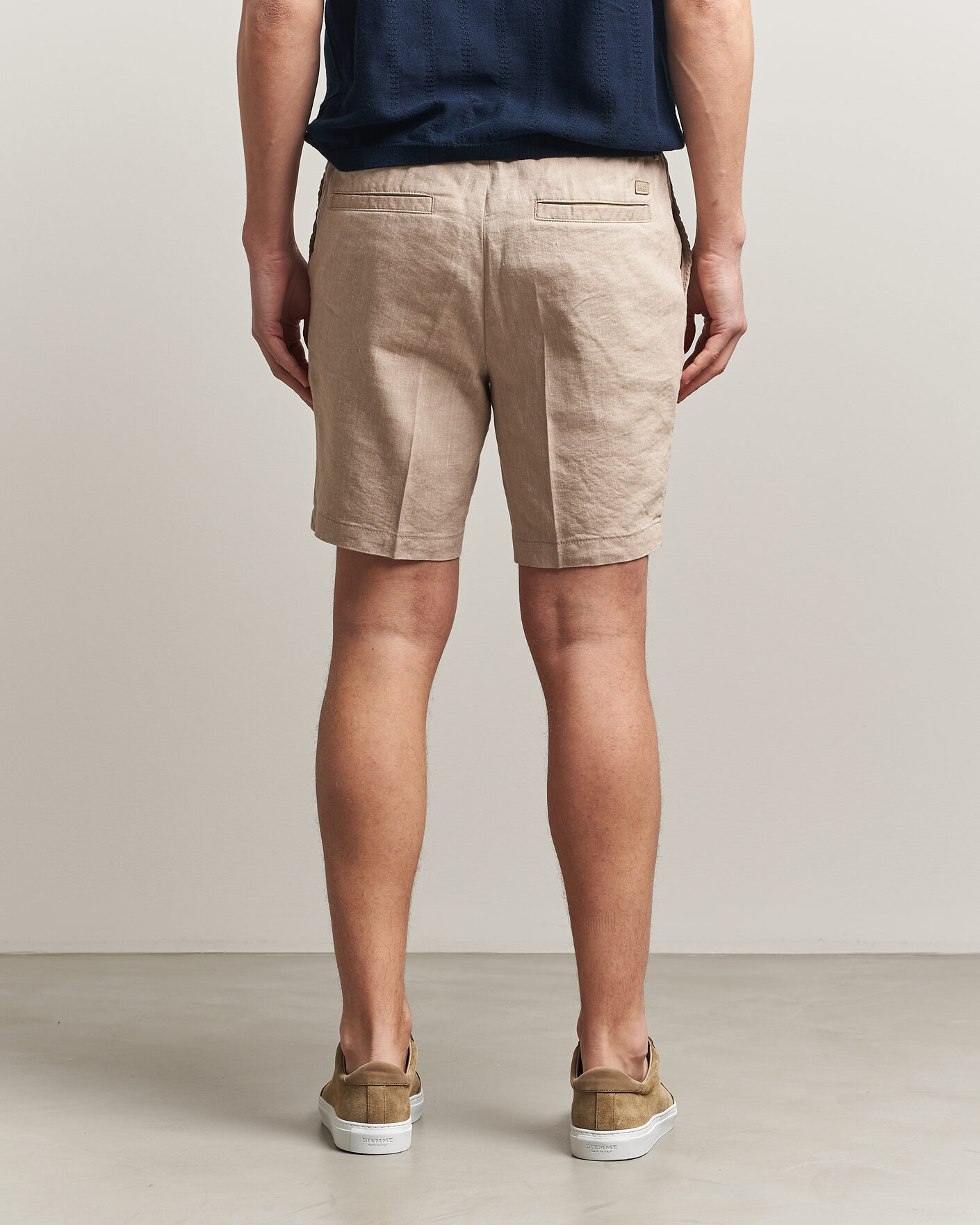 Hombres | Pantalones cortos | BOSS BLACK | Kane Linen Drawstring Shorts Open Beige