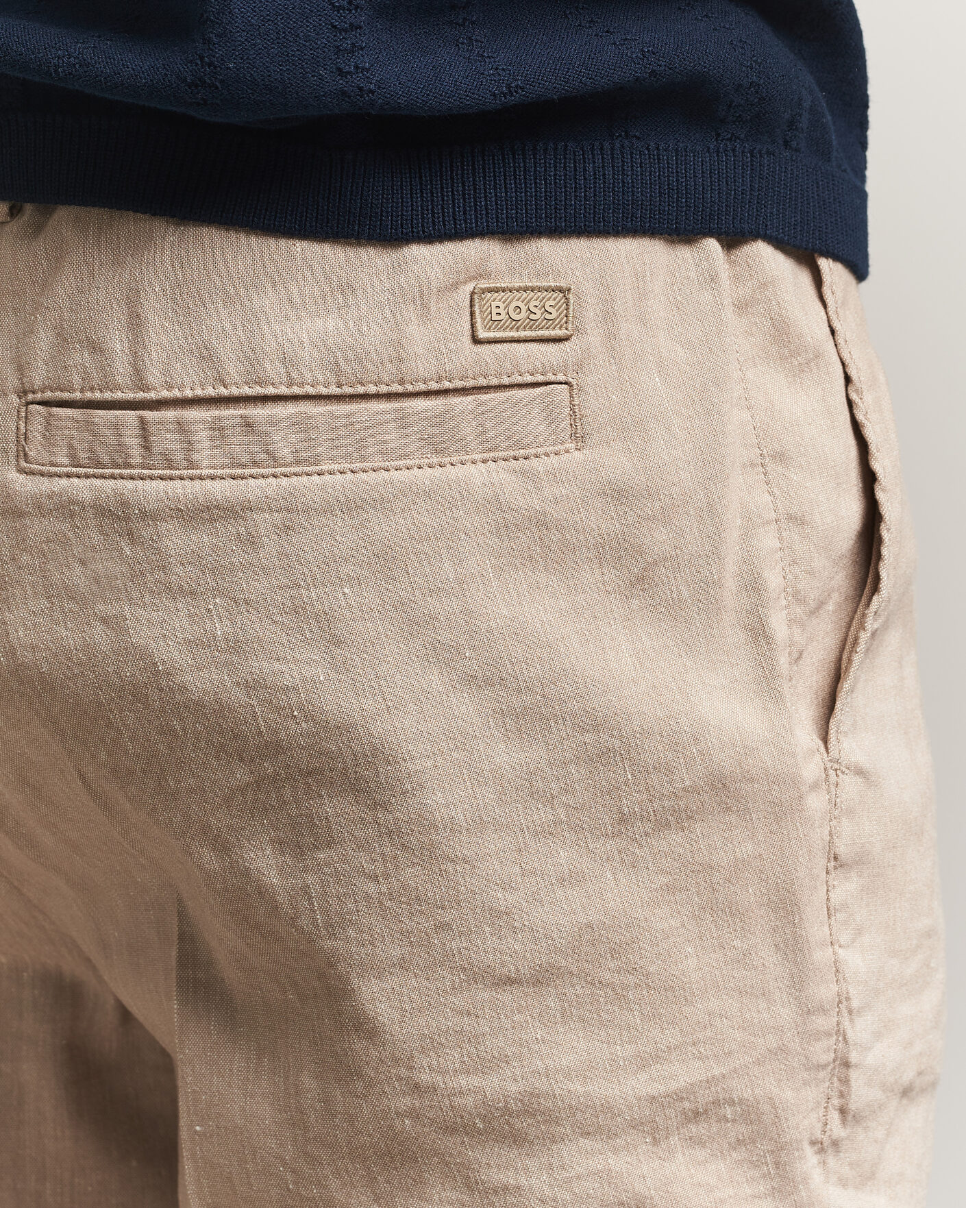 Hombres | Pantalones cortos | BOSS BLACK | Kane Linen Drawstring Shorts Open Beige