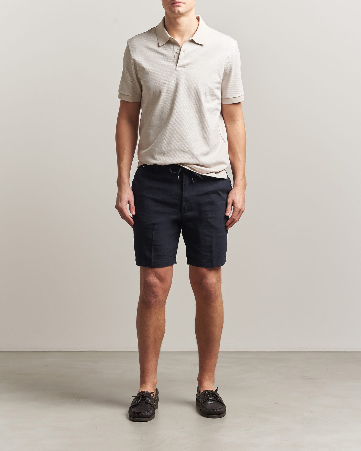 Hombres | Pantalones cortos | BOSS BLACK | Kane Linen Drawstring Shorts Dark Blue
