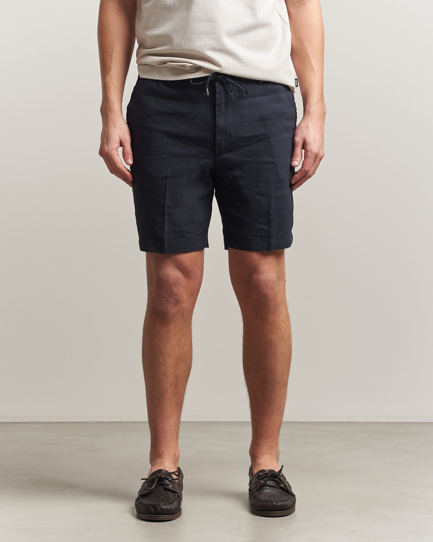 Hombres | Pantalones cortos | BOSS BLACK | Kane Linen Drawstring Shorts Dark Blue