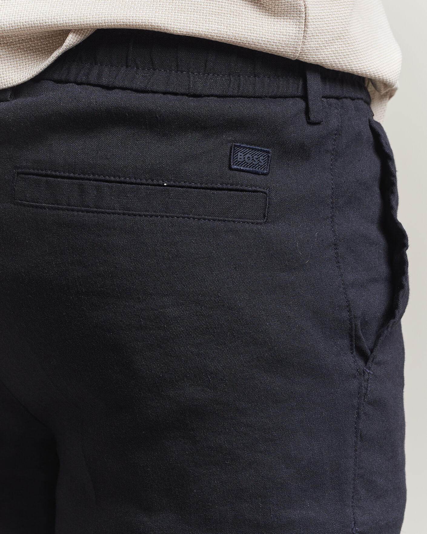 Hombres | Pantalones cortos | BOSS BLACK | Kane Linen Drawstring Shorts Dark Blue