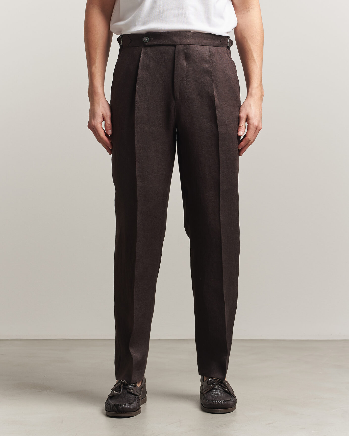 Hombres | Pantalones | BOSS BLACK | Perino Linen Suit Trousers Dark Brown