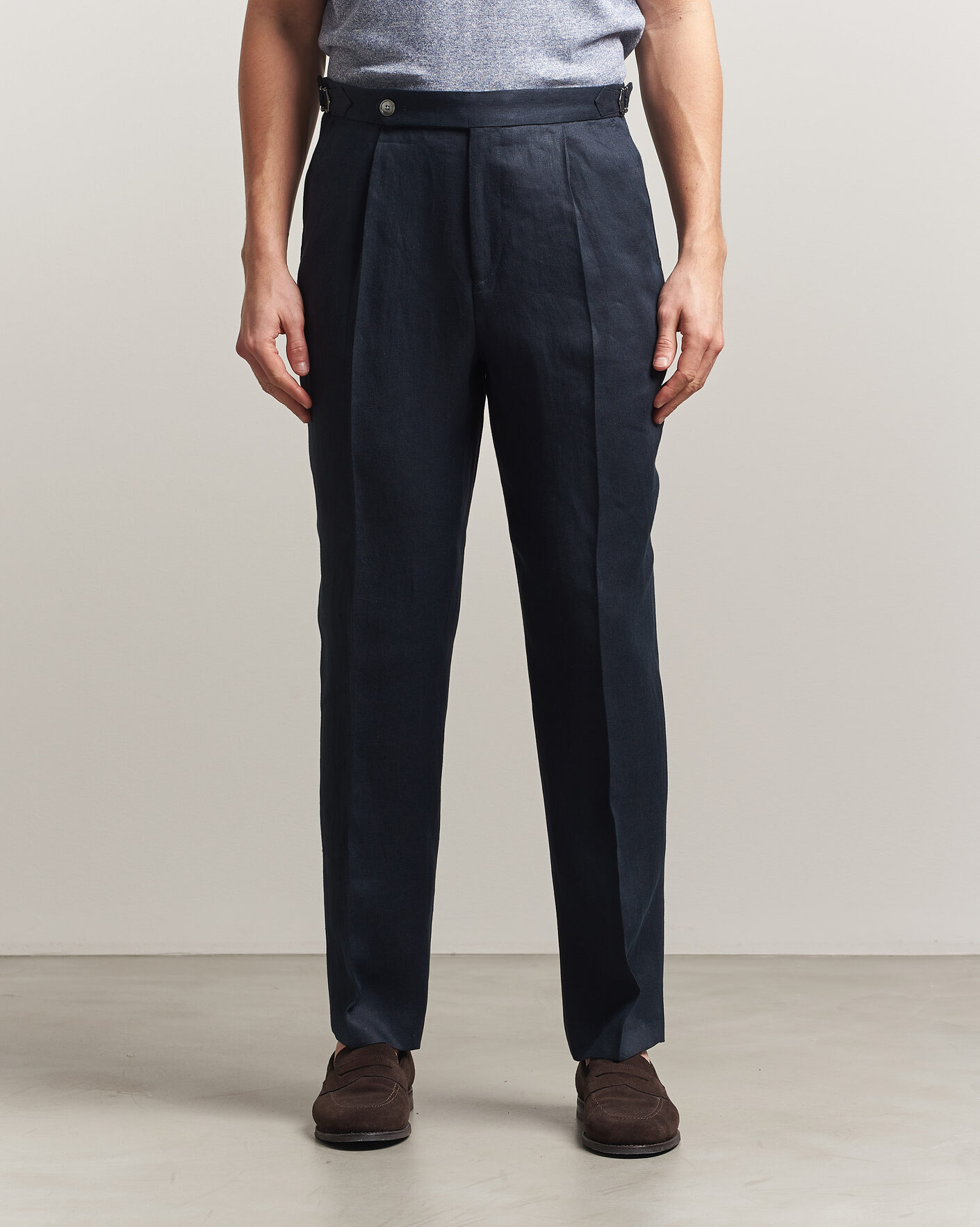 Hombres | Pantalones | BOSS BLACK | Perino Linen Suit Trousers Dark Blue