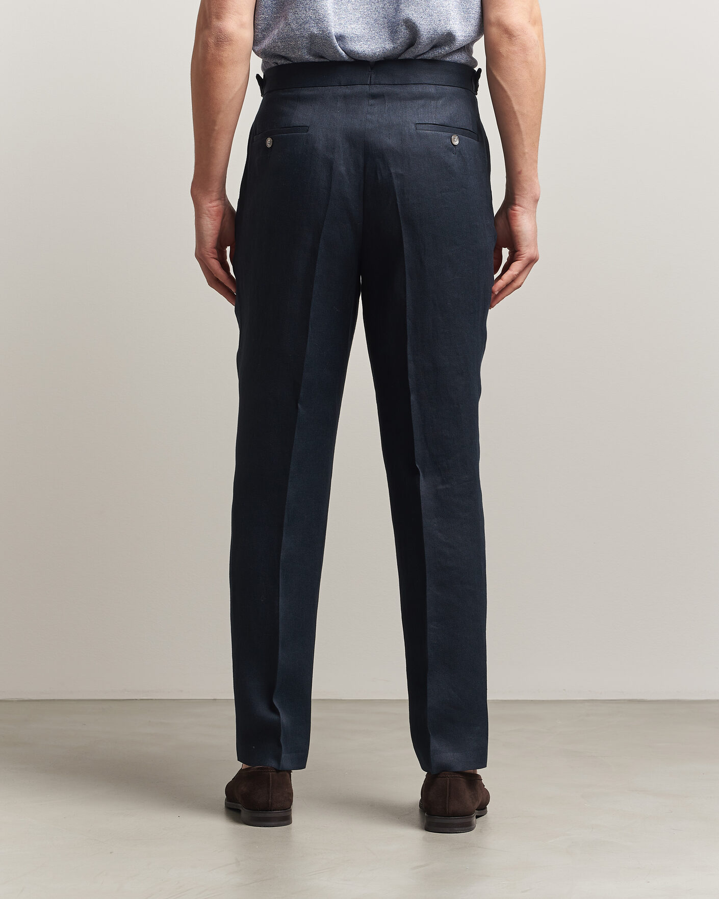 Hombres | Pantalones | BOSS BLACK | Perino Linen Suit Trousers Dark Blue