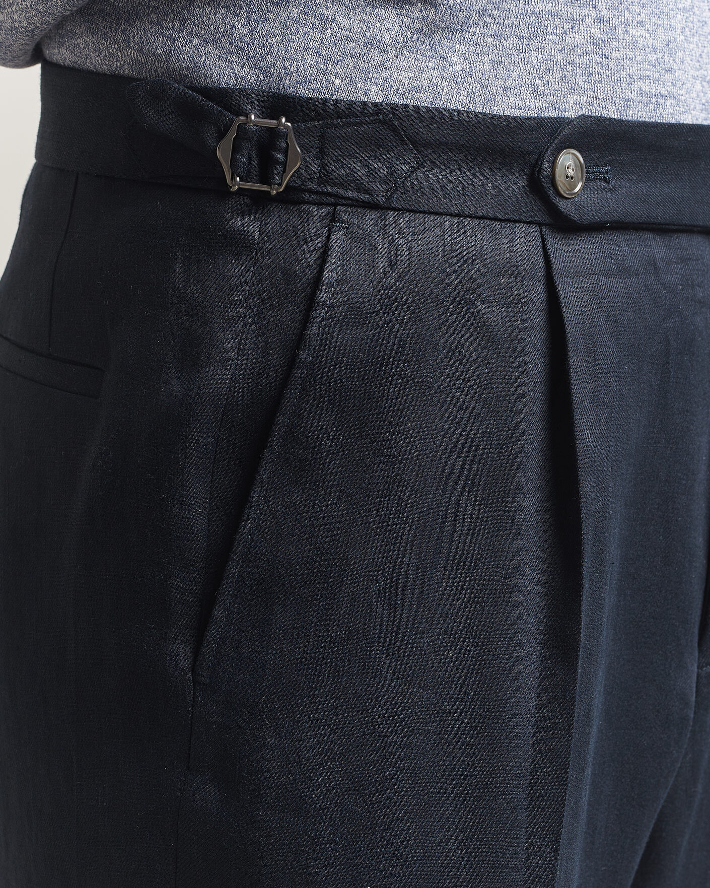 Hombres | Pantalones | BOSS BLACK | Perino Linen Suit Trousers Dark Blue