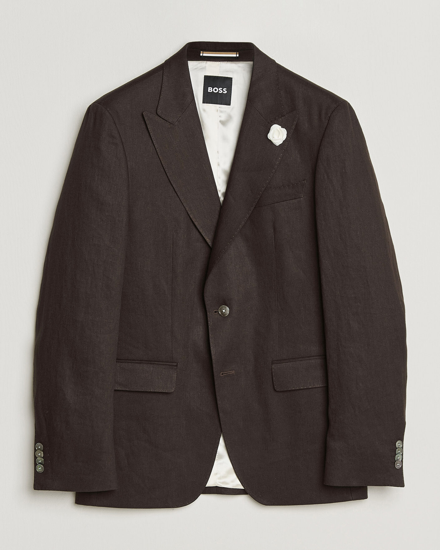 Hombres | Blazers | BOSS BLACK | Hutson Linen Suit Blazer Dark Brown