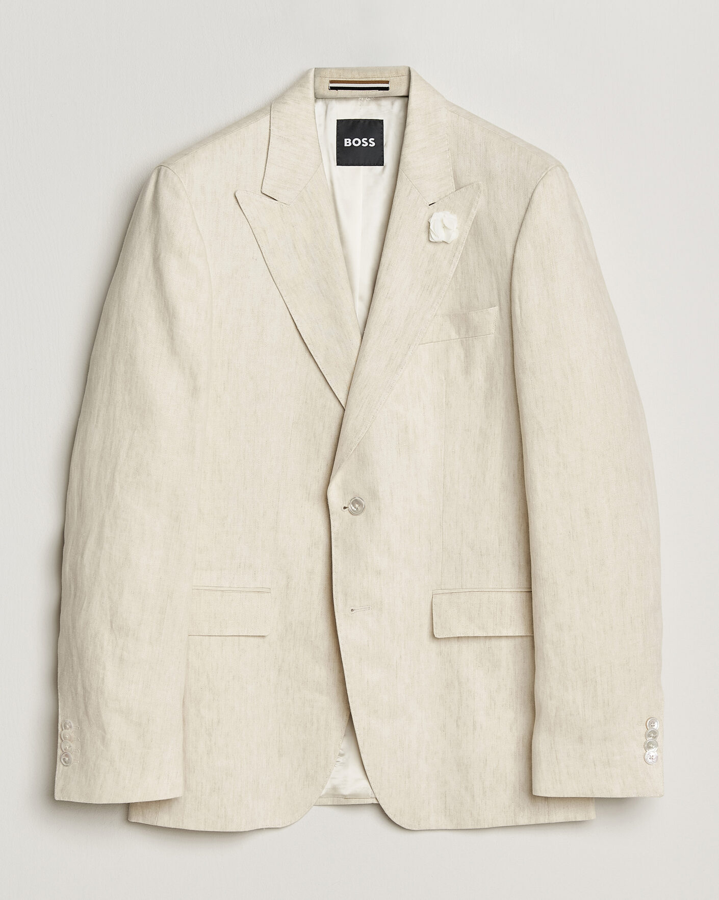 Hombres | Blazers | BOSS BLACK | Hutson Linen Suit Blazer Open Beige