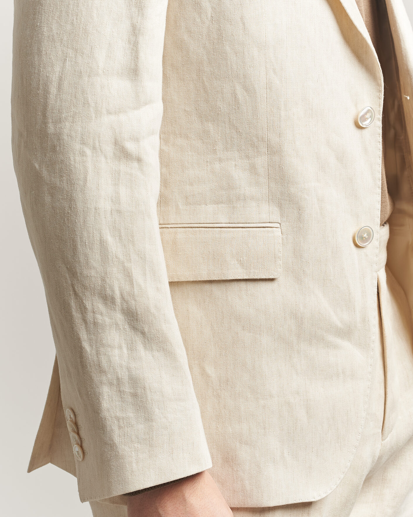Hombres | Blazers | BOSS BLACK | Hutson Linen Suit Blazer Open Beige