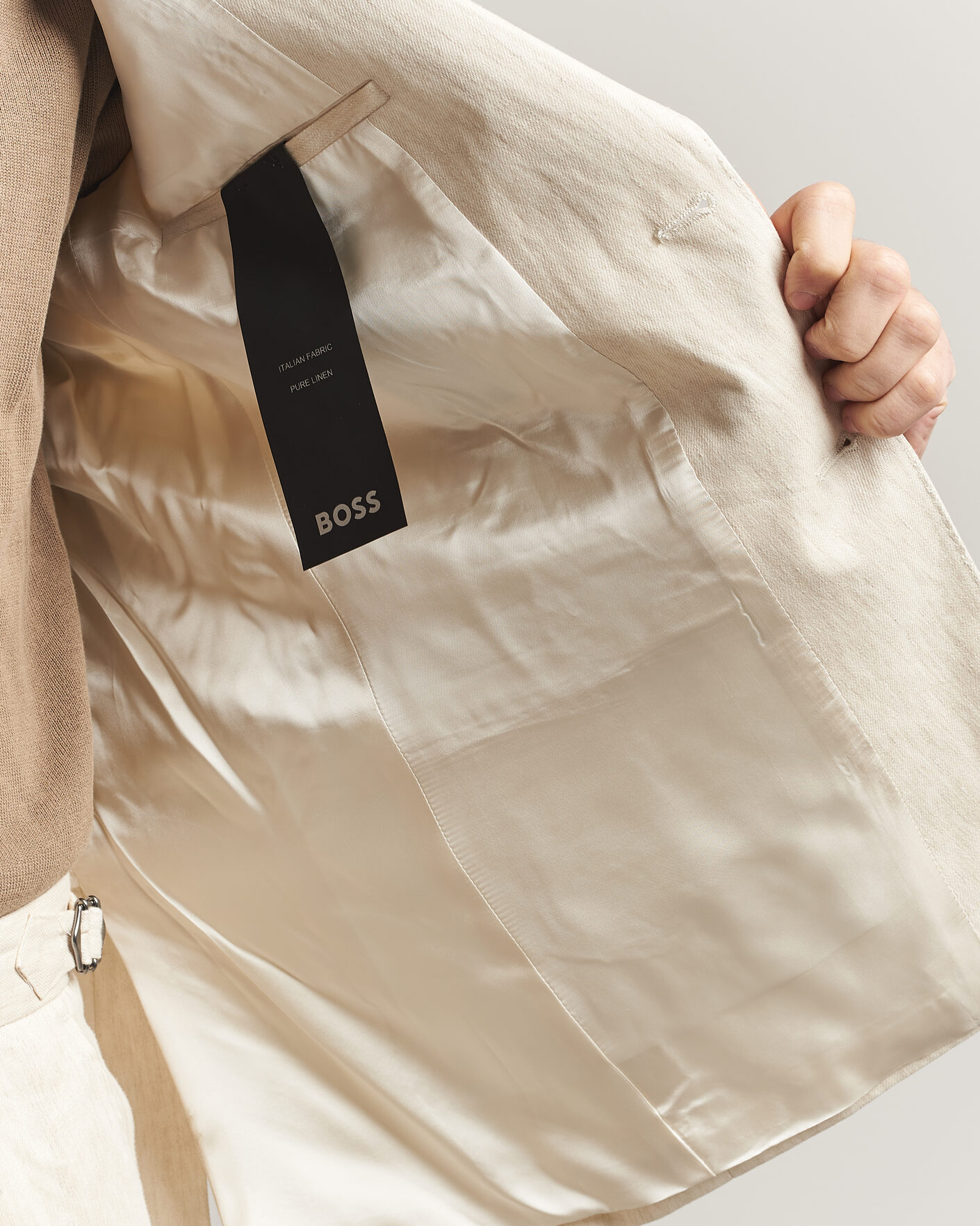 Hombres | Blazers | BOSS BLACK | Hutson Linen Suit Blazer Open Beige