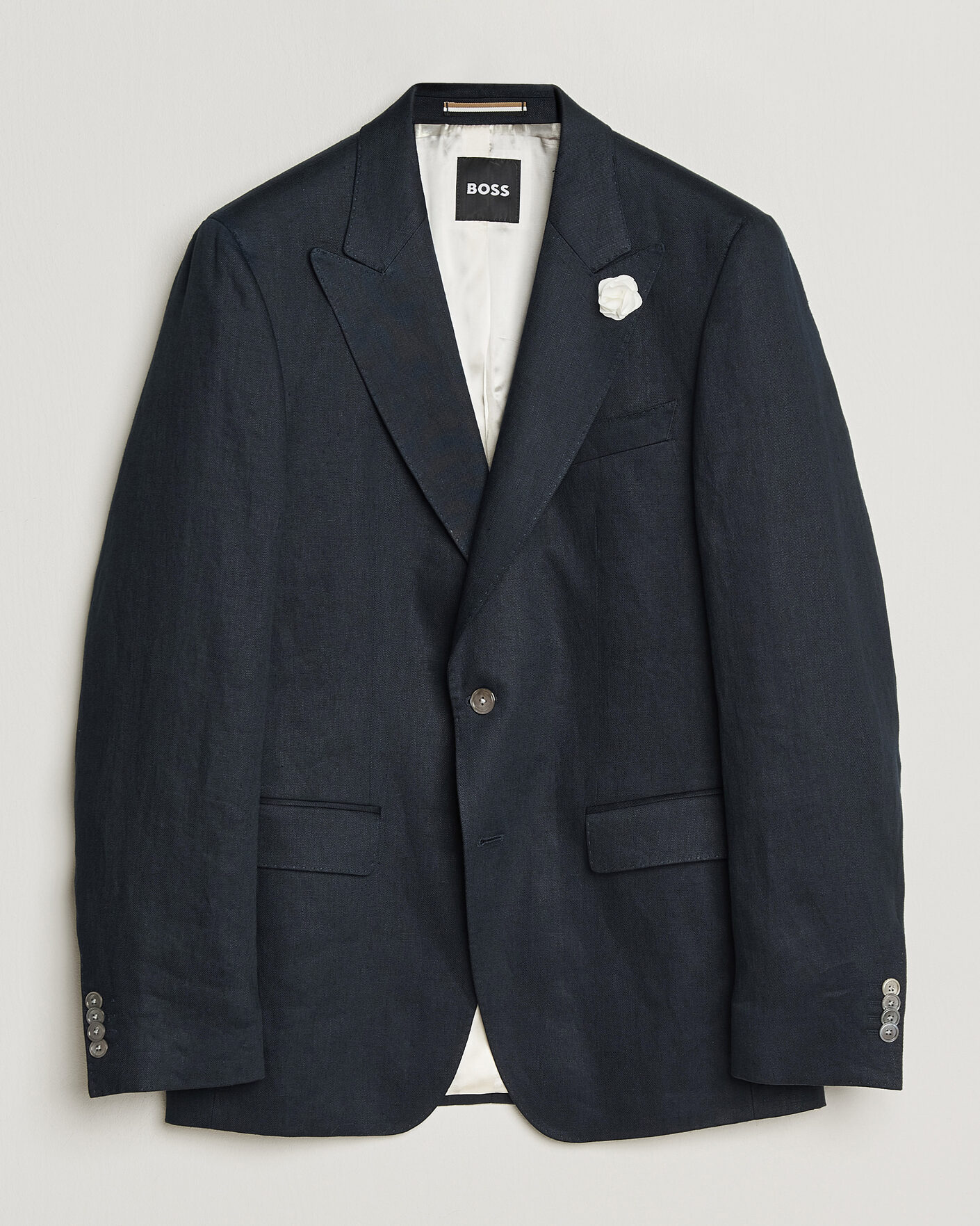 Hombres | Blazers | BOSS BLACK | Hutson Linen Suit Blazer Dark Blue