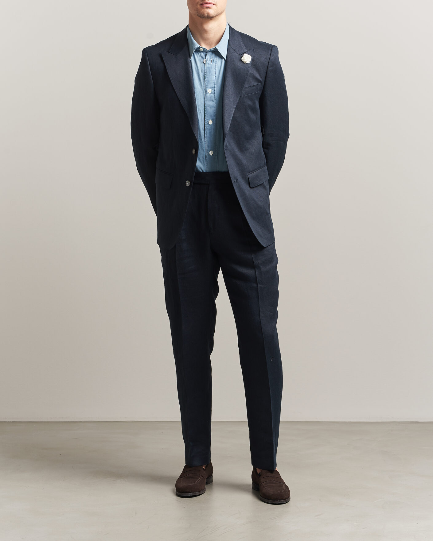 Hombres | Blazers | BOSS BLACK | Hutson Linen Suit Blazer Dark Blue