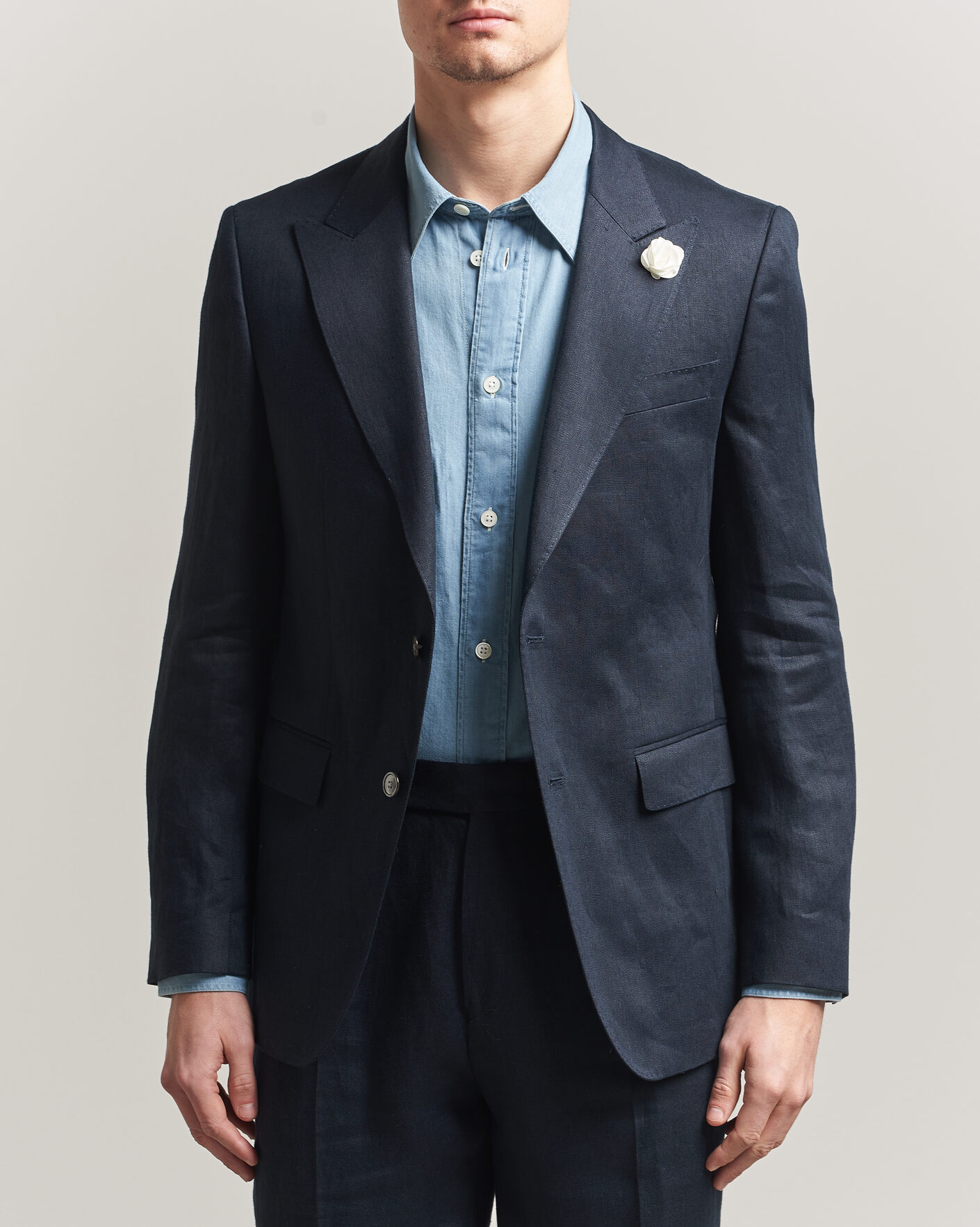 Hombres | Blazers | BOSS BLACK | Hutson Linen Suit Blazer Dark Blue