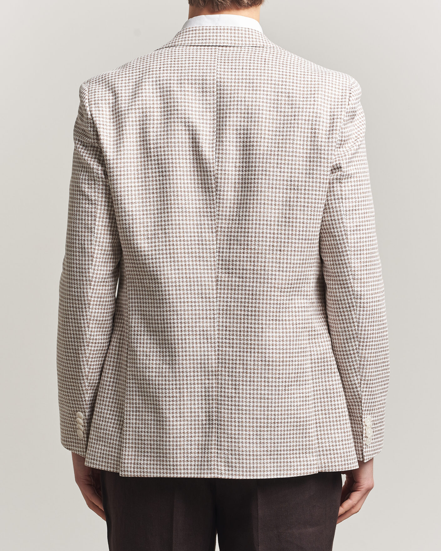 Hombres | Blazers | BOSS BLACK | Hutson Linen/Cotton Houndstooth Blazer Open Beige