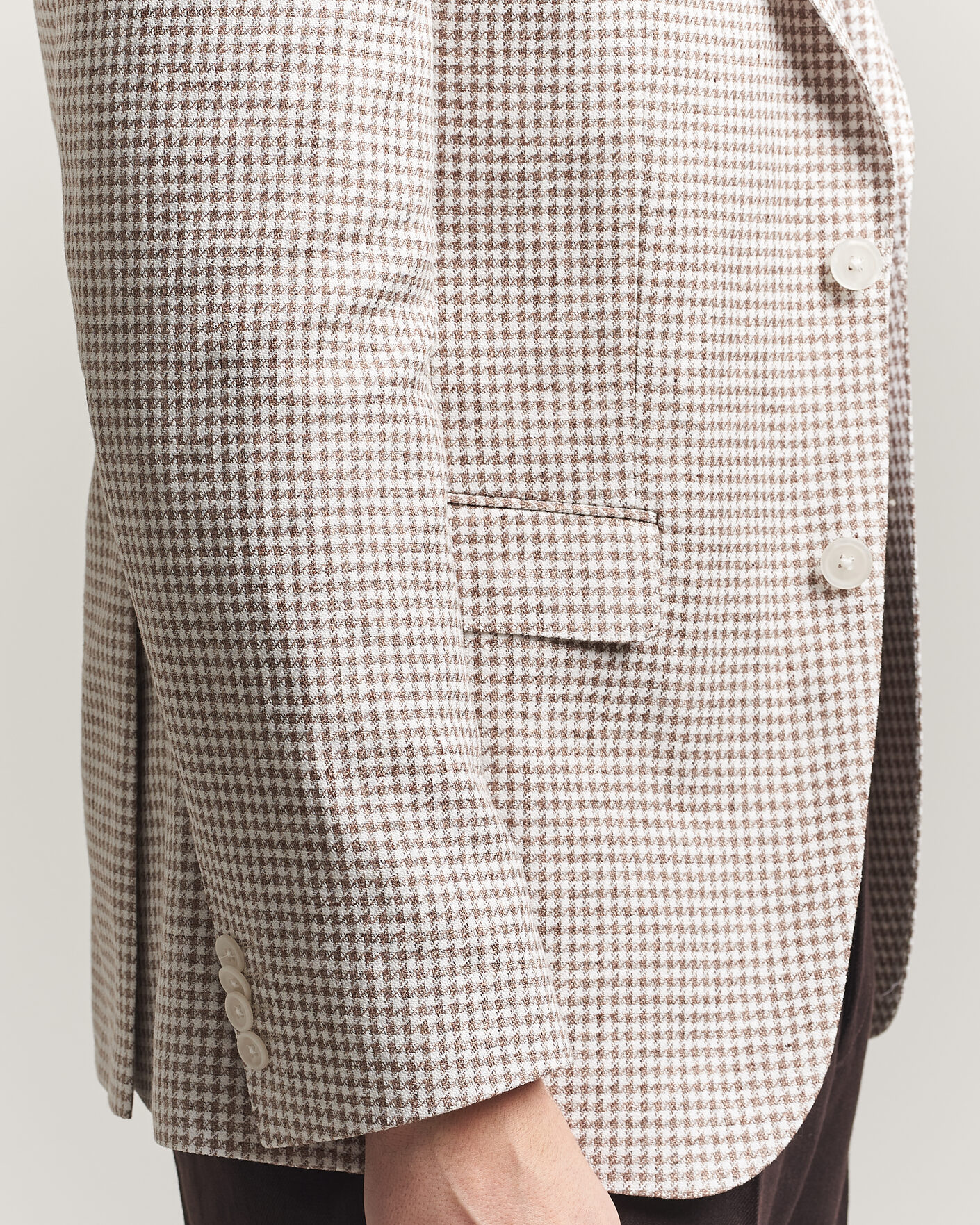 Hombres | Blazers | BOSS BLACK | Hutson Linen/Cotton Houndstooth Blazer Open Beige