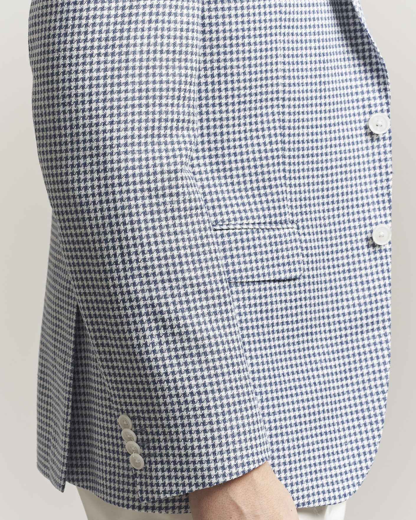 Hombres | Blazers | BOSS BLACK | Hutson Linen/Cotton Houndstooth Blazer Open Blue