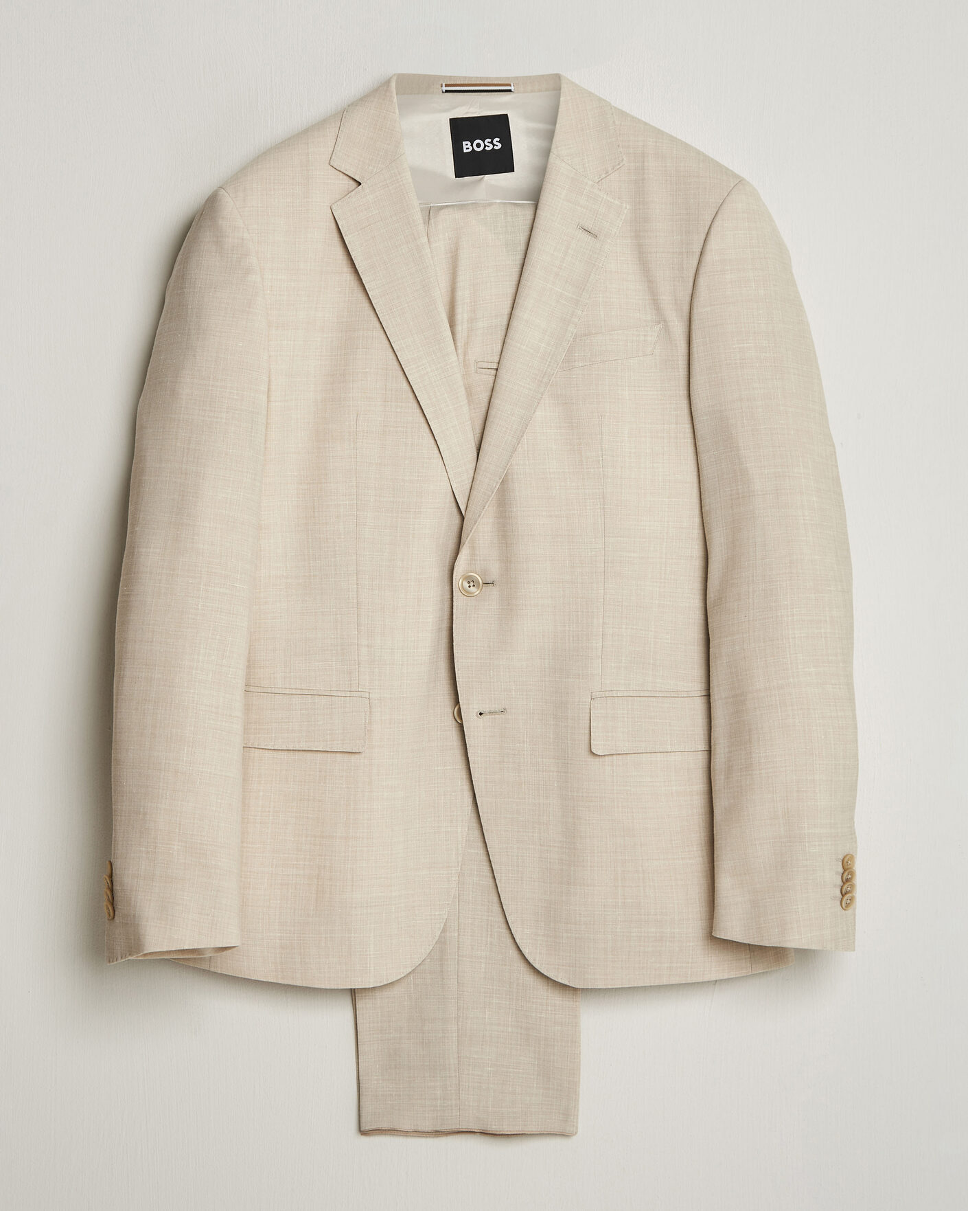 Hombres | Trajes | BOSS BLACK | Huge Wool/Linen Suit Open Beige