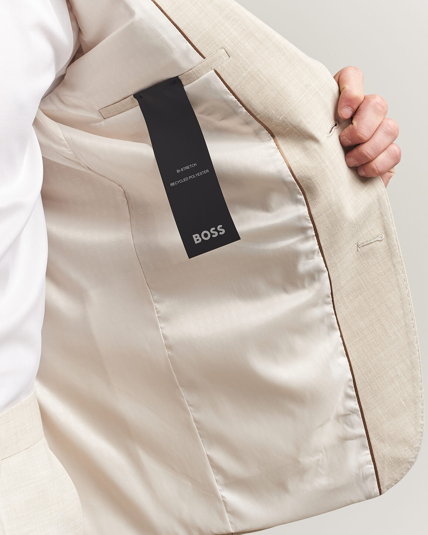Hombres | Trajes | BOSS BLACK | Huge Wool/Linen Suit Open Beige
