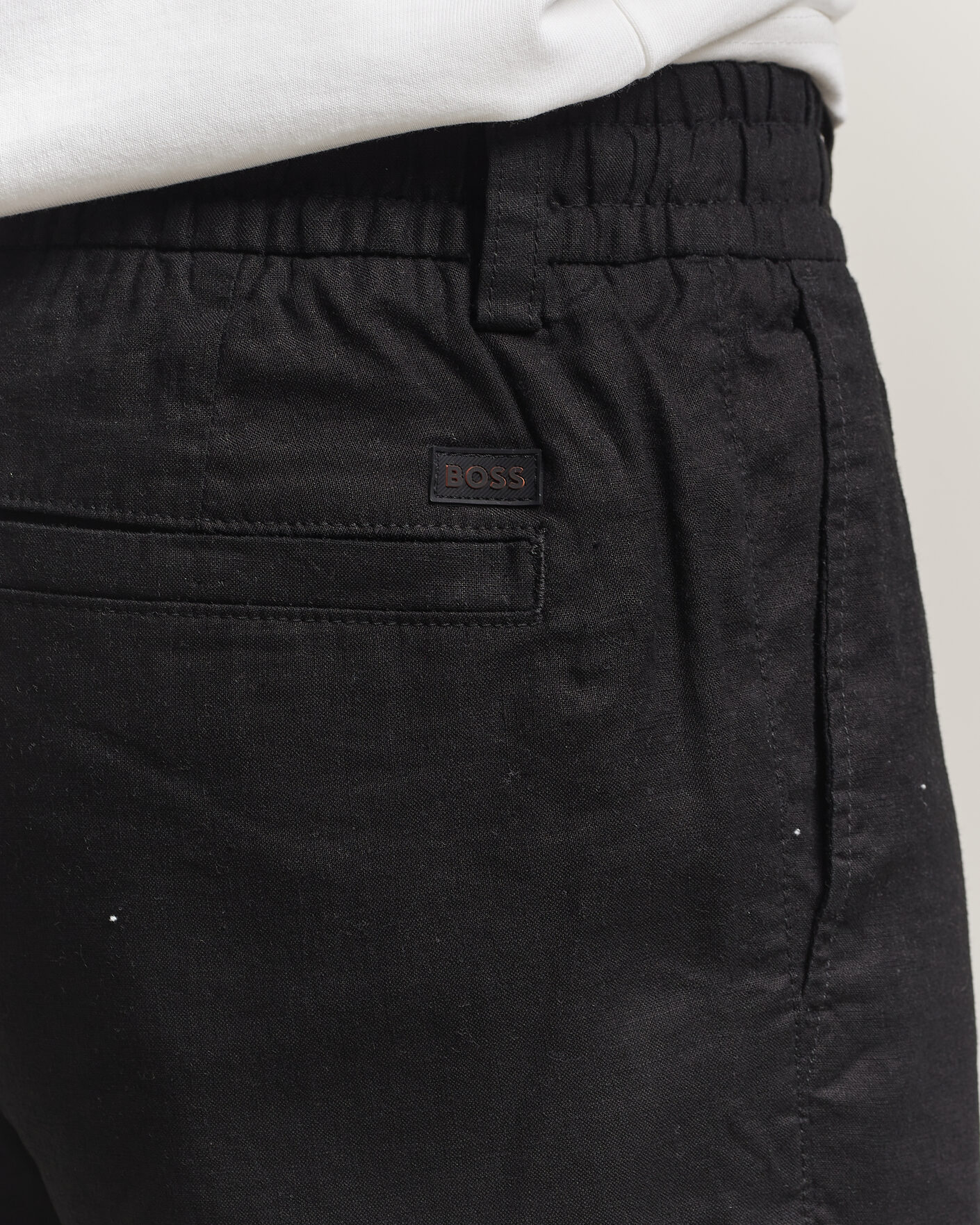 Hombres | Pantalones cortos | BOSS ORANGE | Tapered Linen Drawstring Shorts Black
