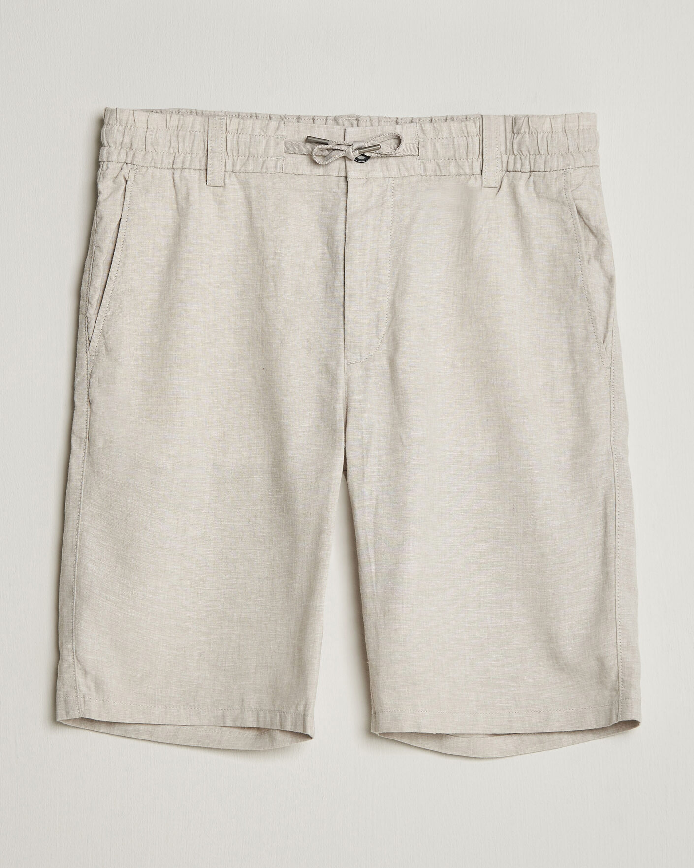 Hombres | Pantalones cortos | BOSS ORANGE | Tapered Linen Drawstring Shorts Open Grey