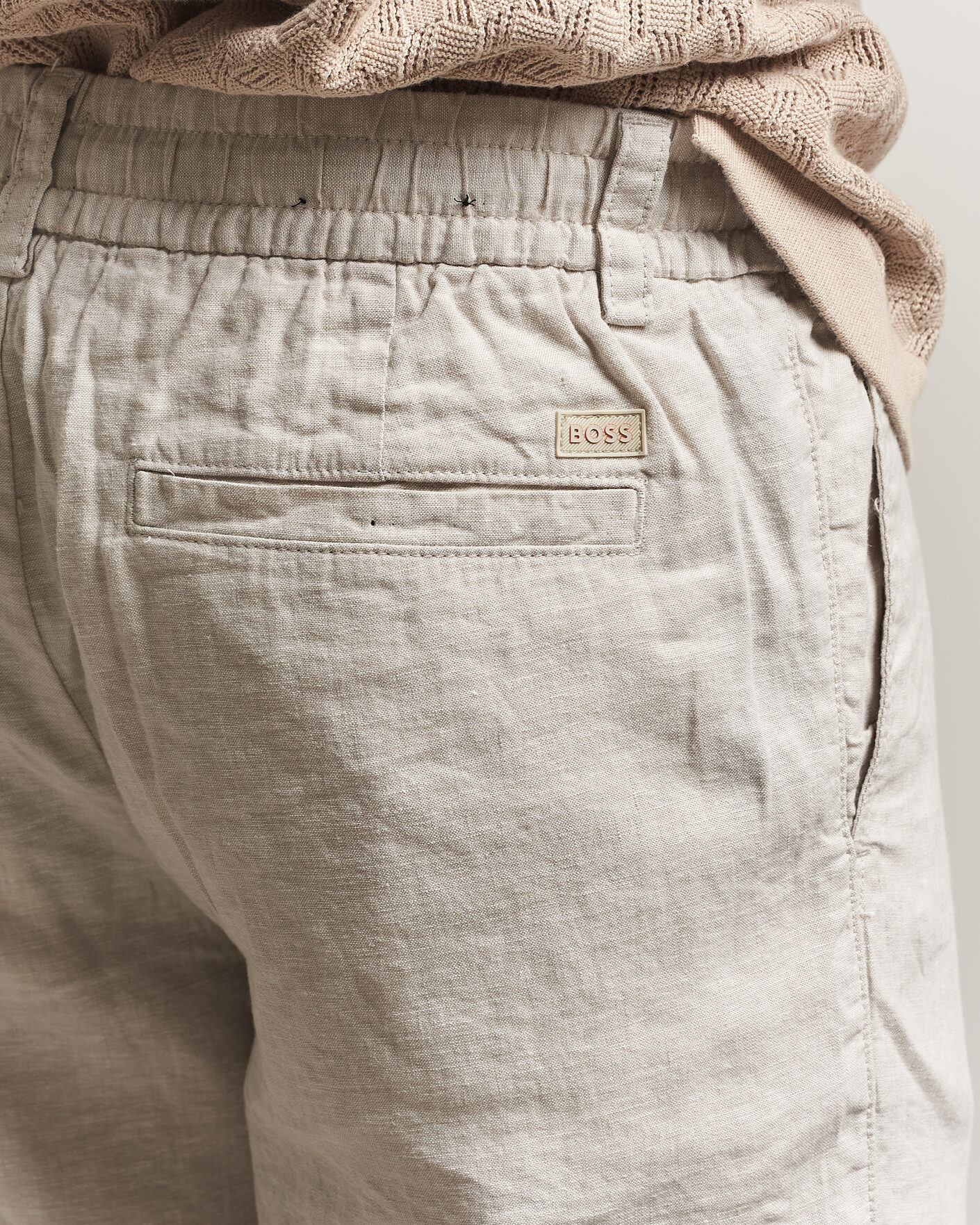 Hombres | Pantalones cortos | BOSS ORANGE | Tapered Linen Drawstring Shorts Open Grey