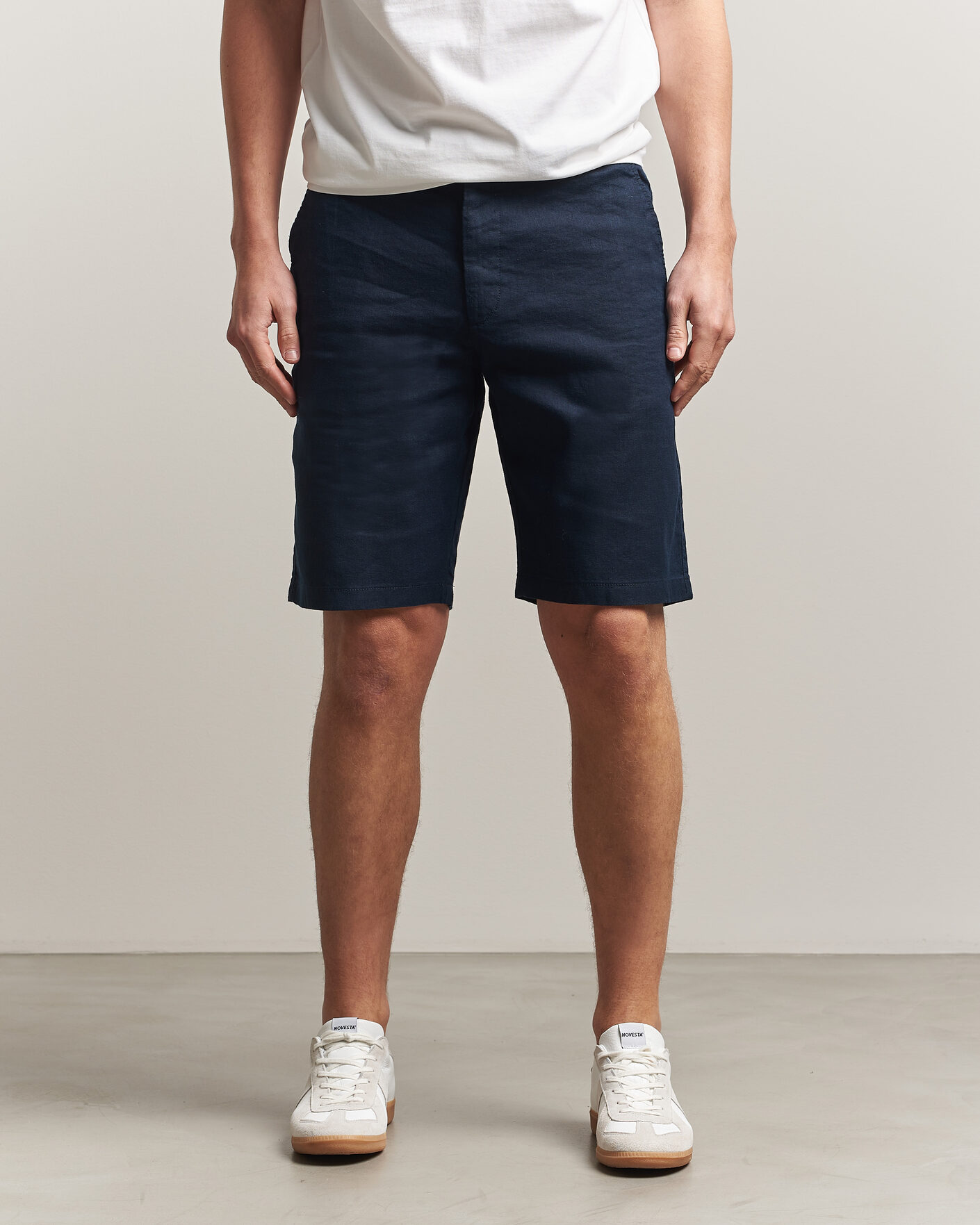 Hombres | Pantalones cortos | BOSS ORANGE | Tapered Linen Drawstring Shorts Dark Blue
