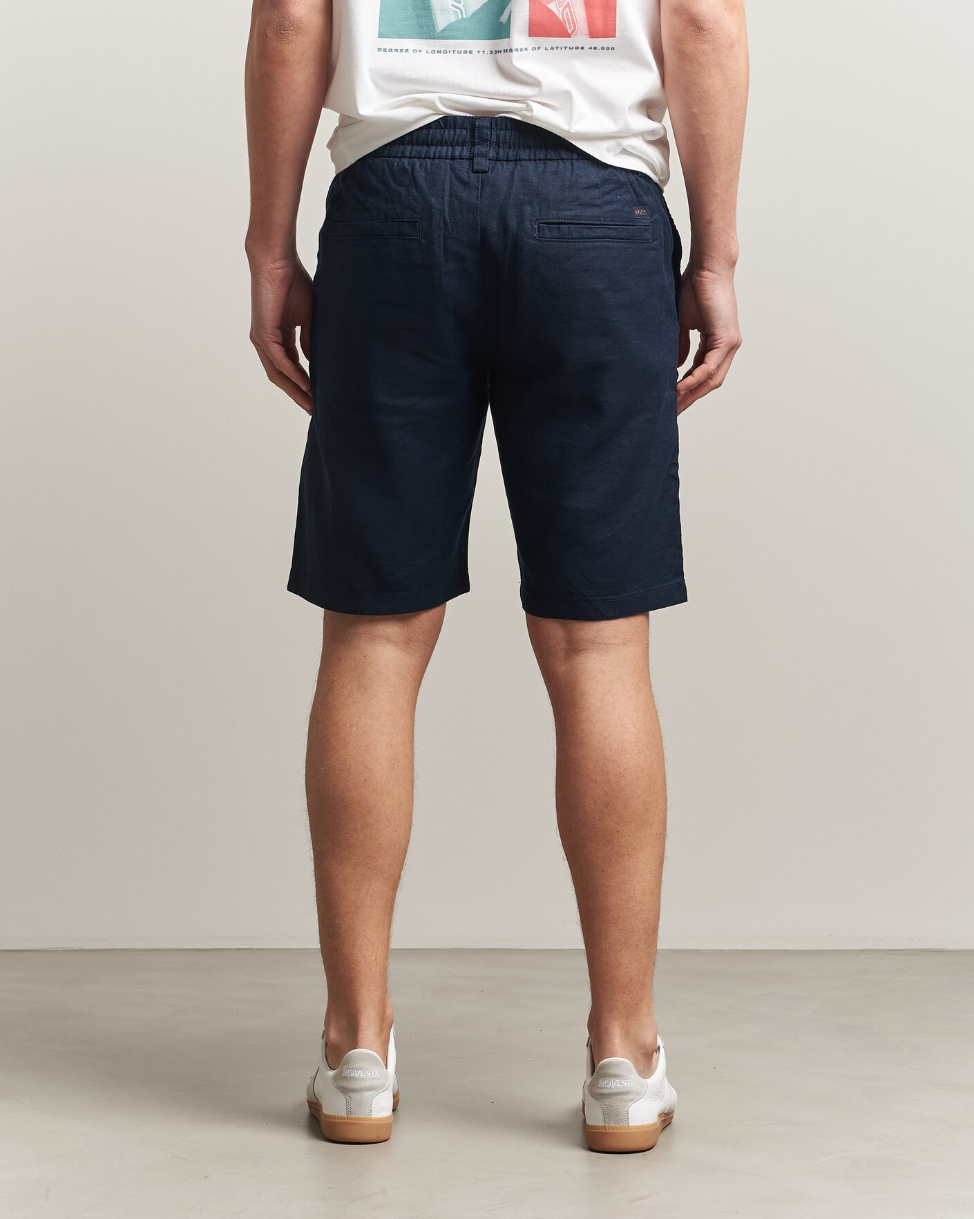 Hombres | Pantalones cortos | BOSS ORANGE | Tapered Linen Drawstring Shorts Dark Blue