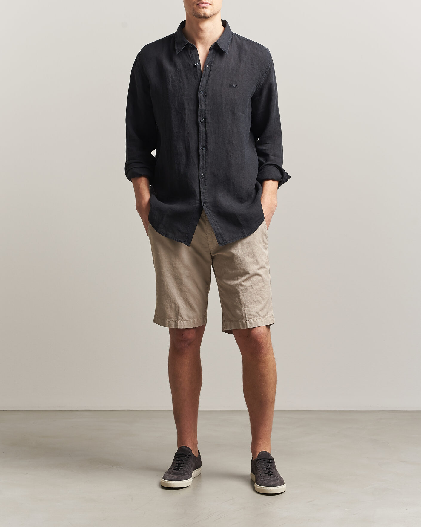 Hombres | Camisas | BOSS ORANGE | Relegant Linen Shirt Black