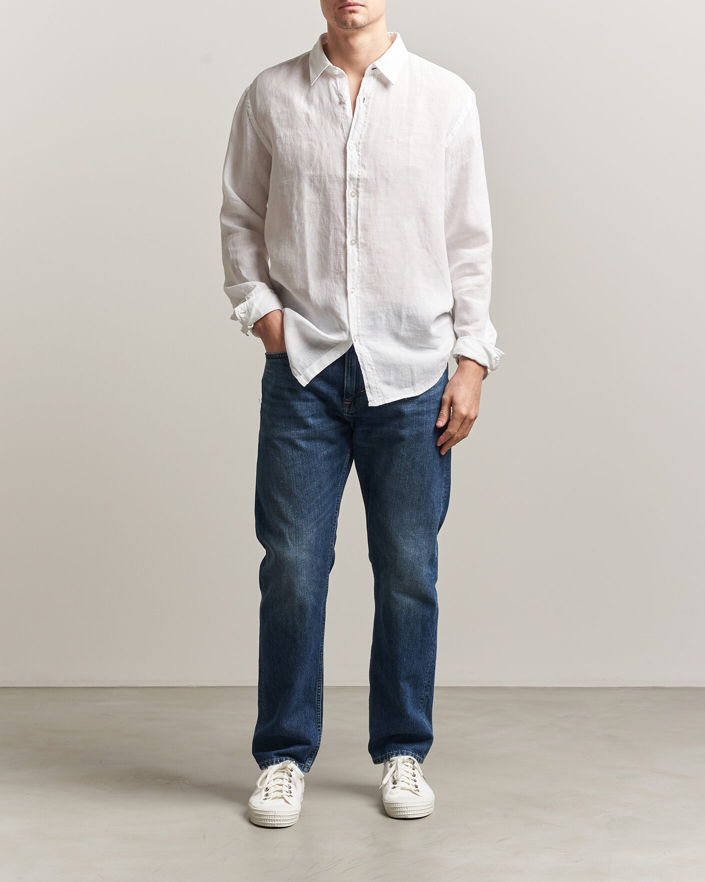 Hombres | Camisas | BOSS ORANGE | Relegant Linen Shirt White