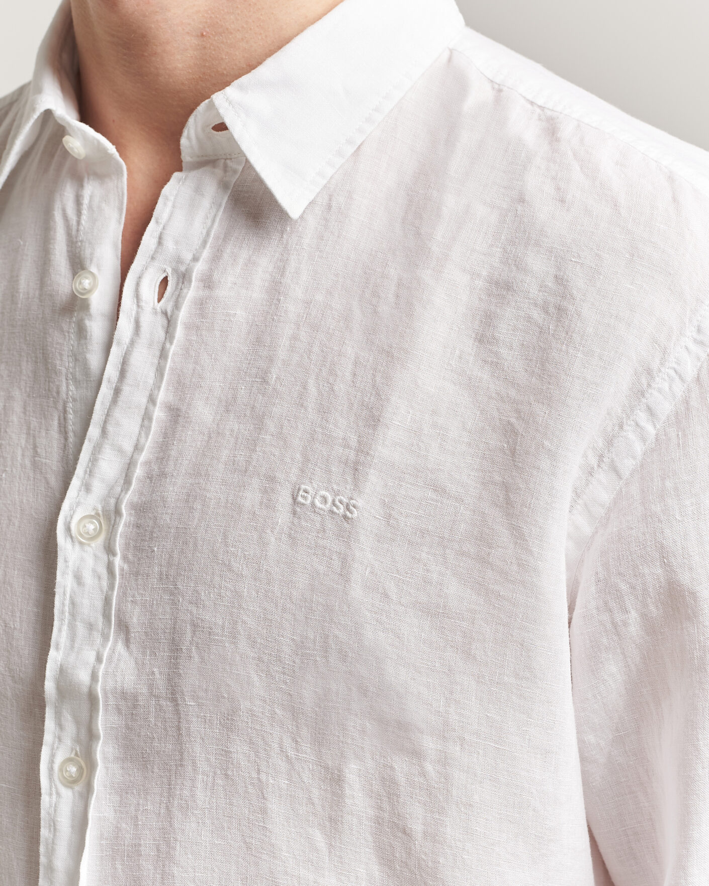 Hombres | Camisas | BOSS ORANGE | Relegant Linen Shirt White