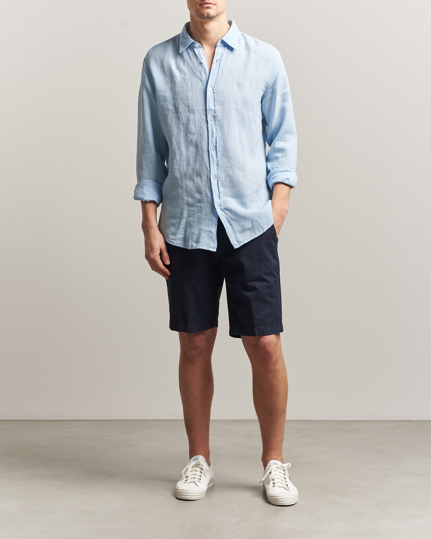 Hombres | Camisas | BOSS ORANGE | Relegant Linen Shirt Light Blue