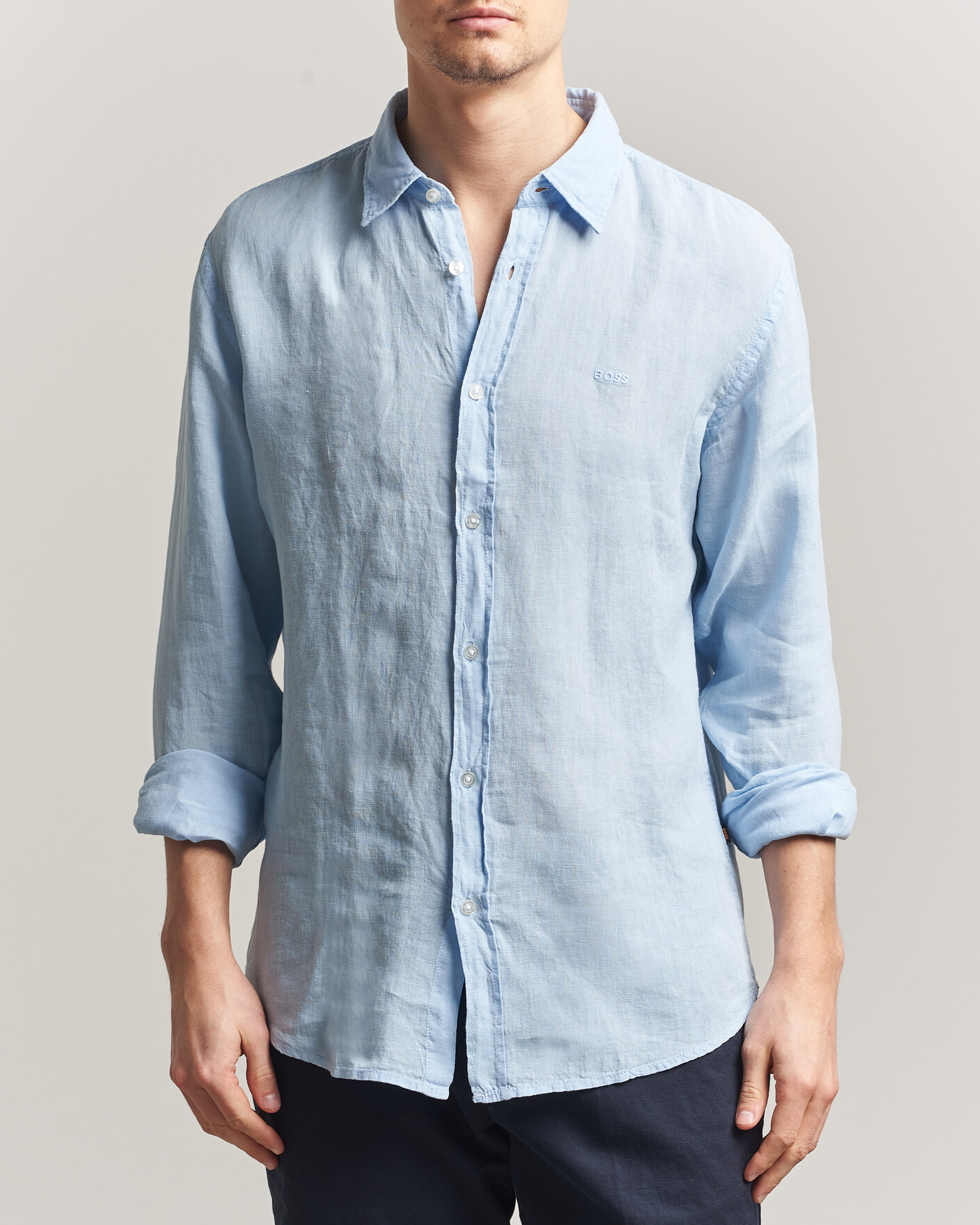 Hombres | Camisas | BOSS ORANGE | Relegant Linen Shirt Light Blue