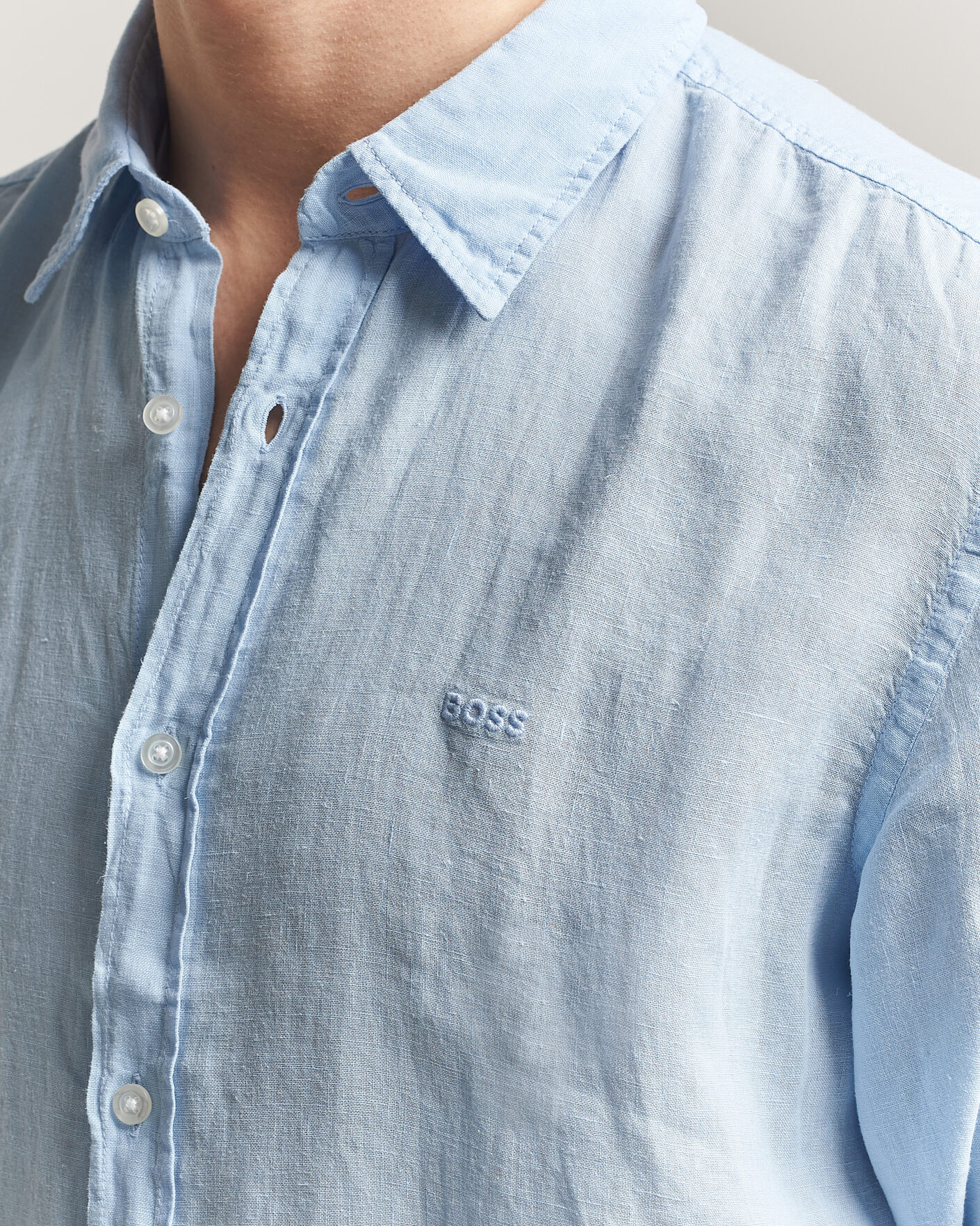 Hombres | Camisas | BOSS ORANGE | Relegant Linen Shirt Light Blue