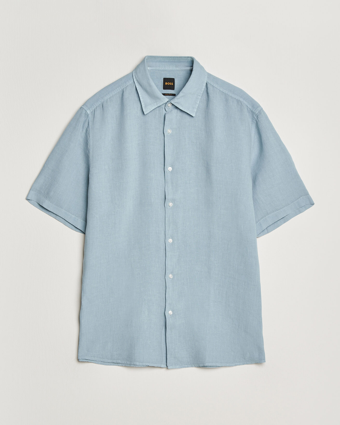 Hombres | Camisas | BOSS ORANGE | Rash Linen Short Sleeve Shirt Light Blue