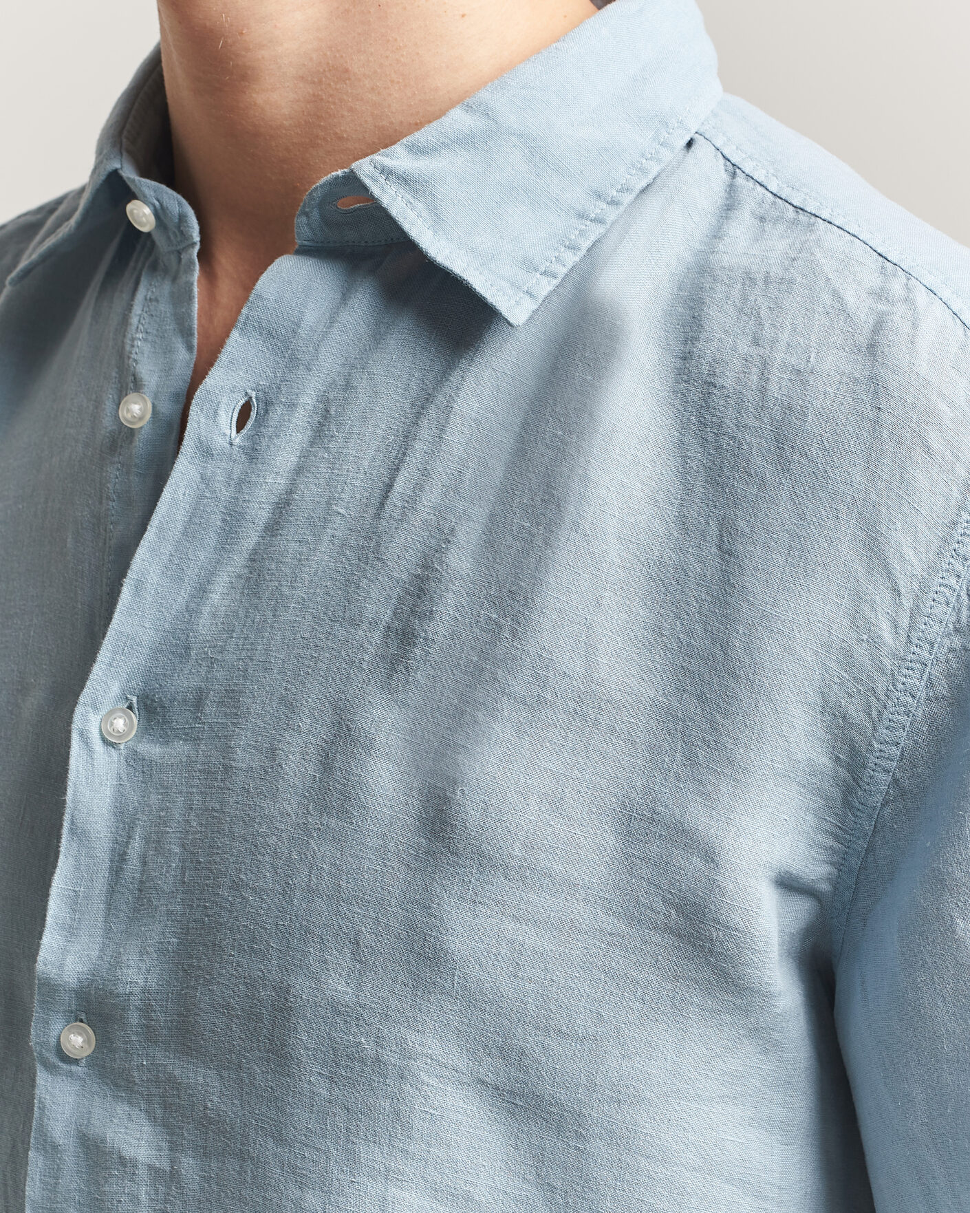 Hombres | Camisas | BOSS ORANGE | Rash Linen Short Sleeve Shirt Light Blue