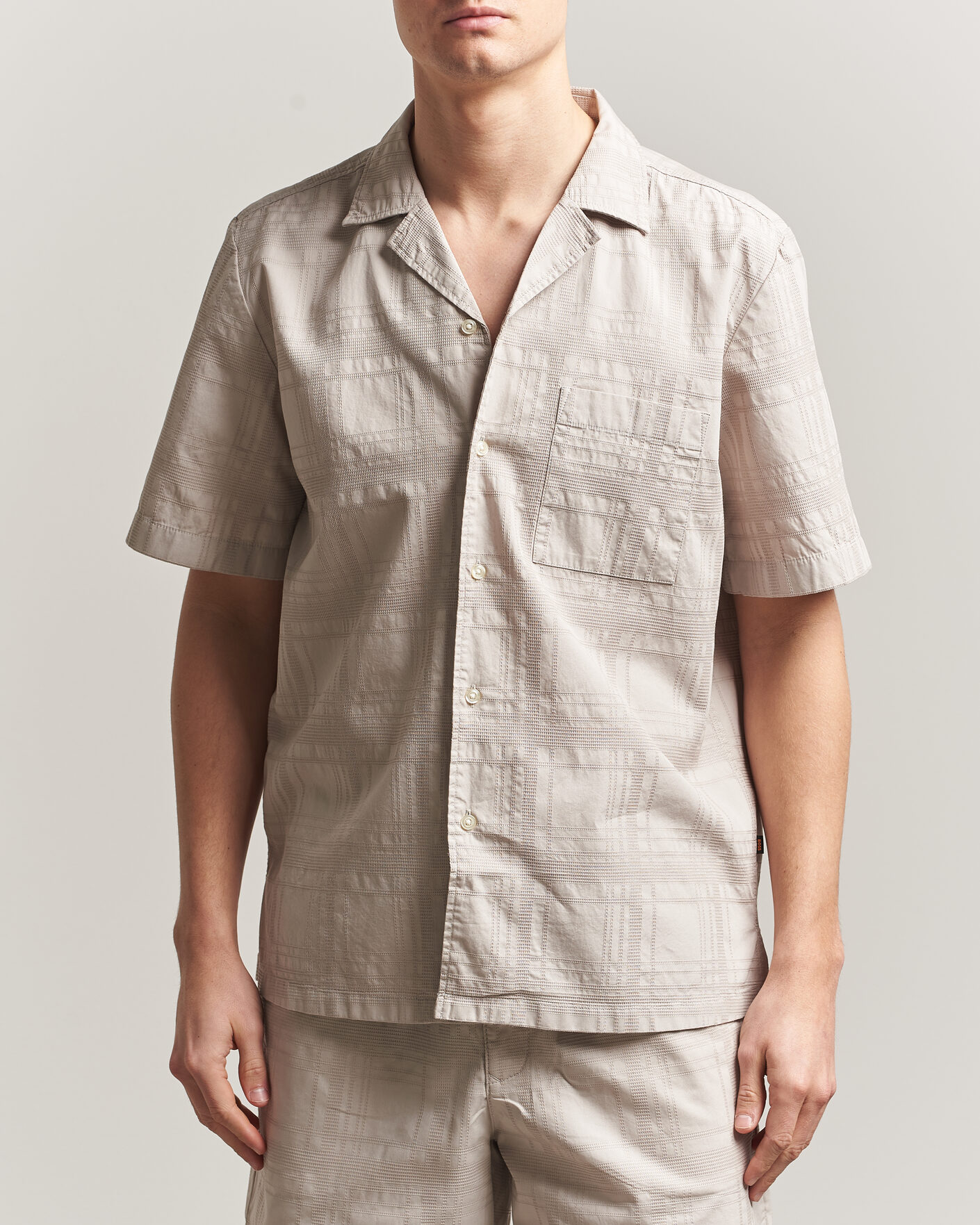 Hombres | Camisas | BOSS ORANGE | Rayer Cotton Resort Shirt Beige