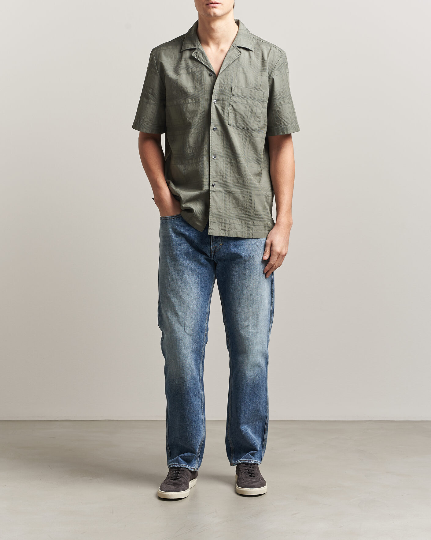 Hombres | Camisas | BOSS ORANGE | Rayer Cotton Resort Shirt Open Grey