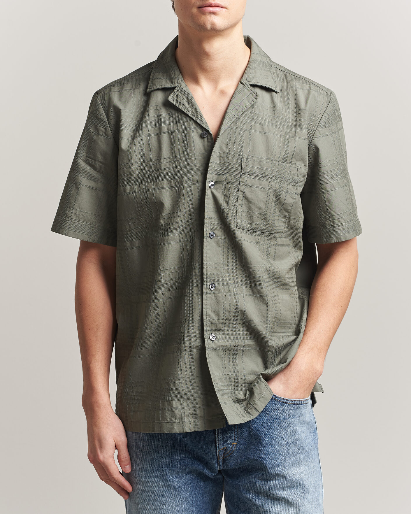 Hombres | Camisas | BOSS ORANGE | Rayer Cotton Resort Shirt Open Grey