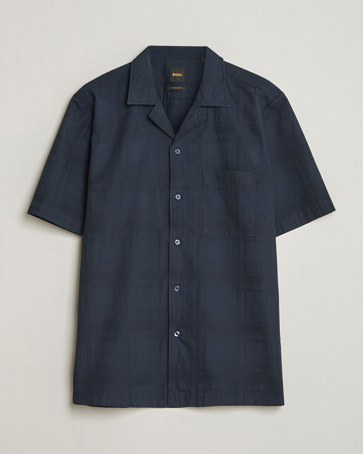 Hombres | Camisas | BOSS ORANGE | Rayer Cotton Resort Shirt Dark Blue